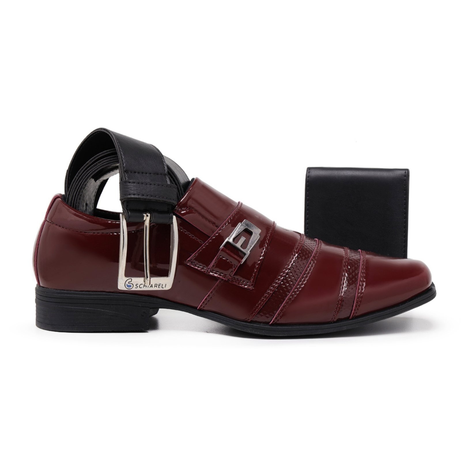 Imagem principal Kit Sapato Social Masculino Cinto e Carteira Festa Casamento Noivado Schiareli 803 Schiareli vermelho