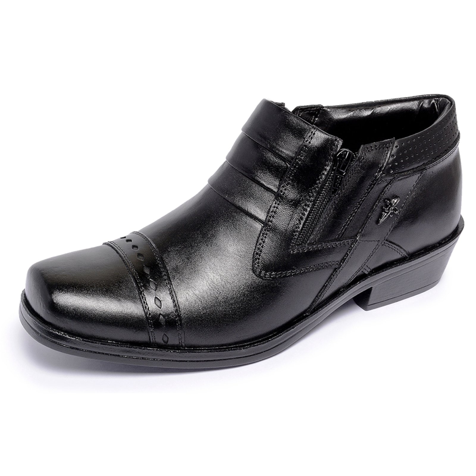 Imagem principal Bota Botina Country Ferrile em Couro Bico Quadrado Zíper Preta Ferrile preto