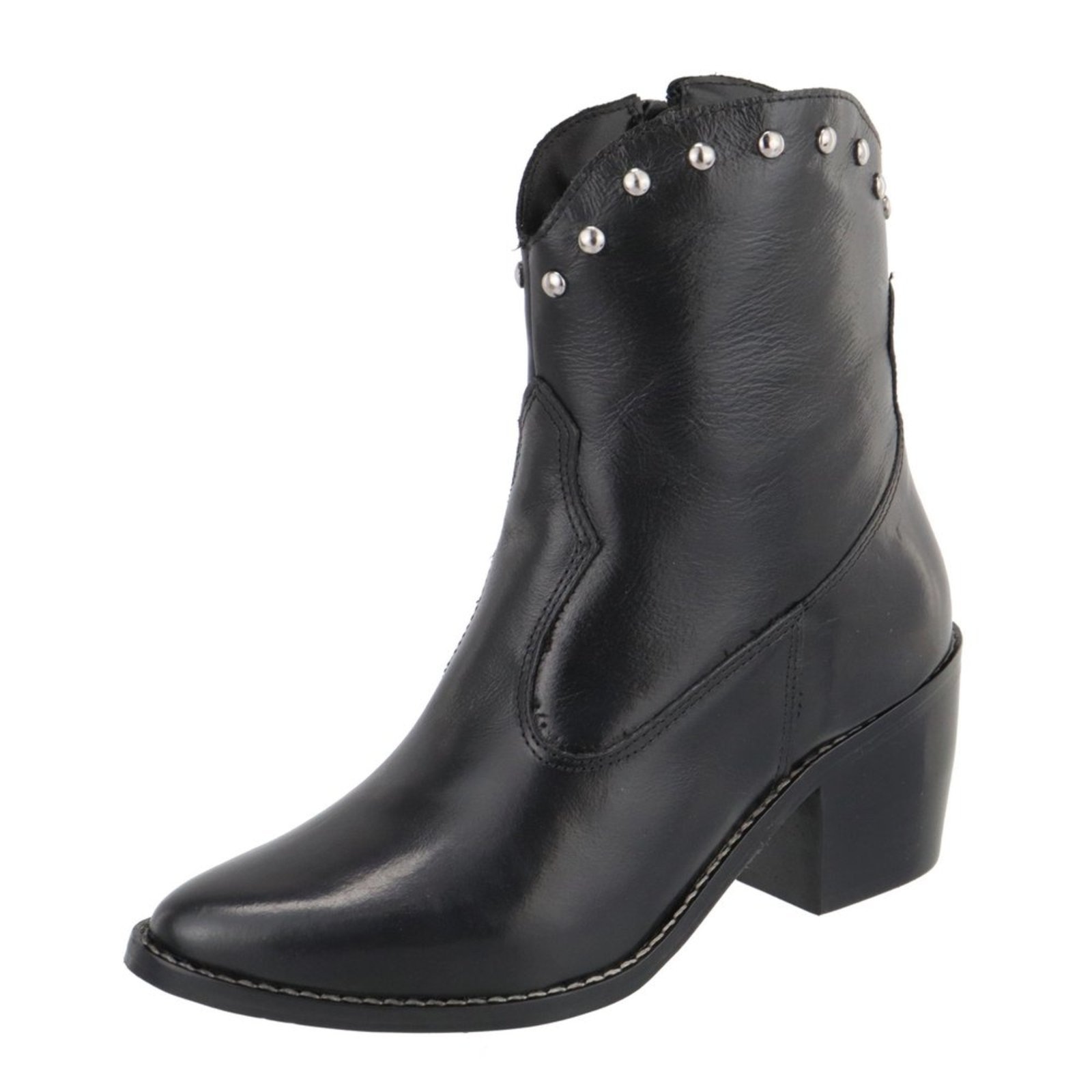 Imagem principal Bota em Couro Western Texana Bico Fino Cano Curto Country TELLINI STORE preto