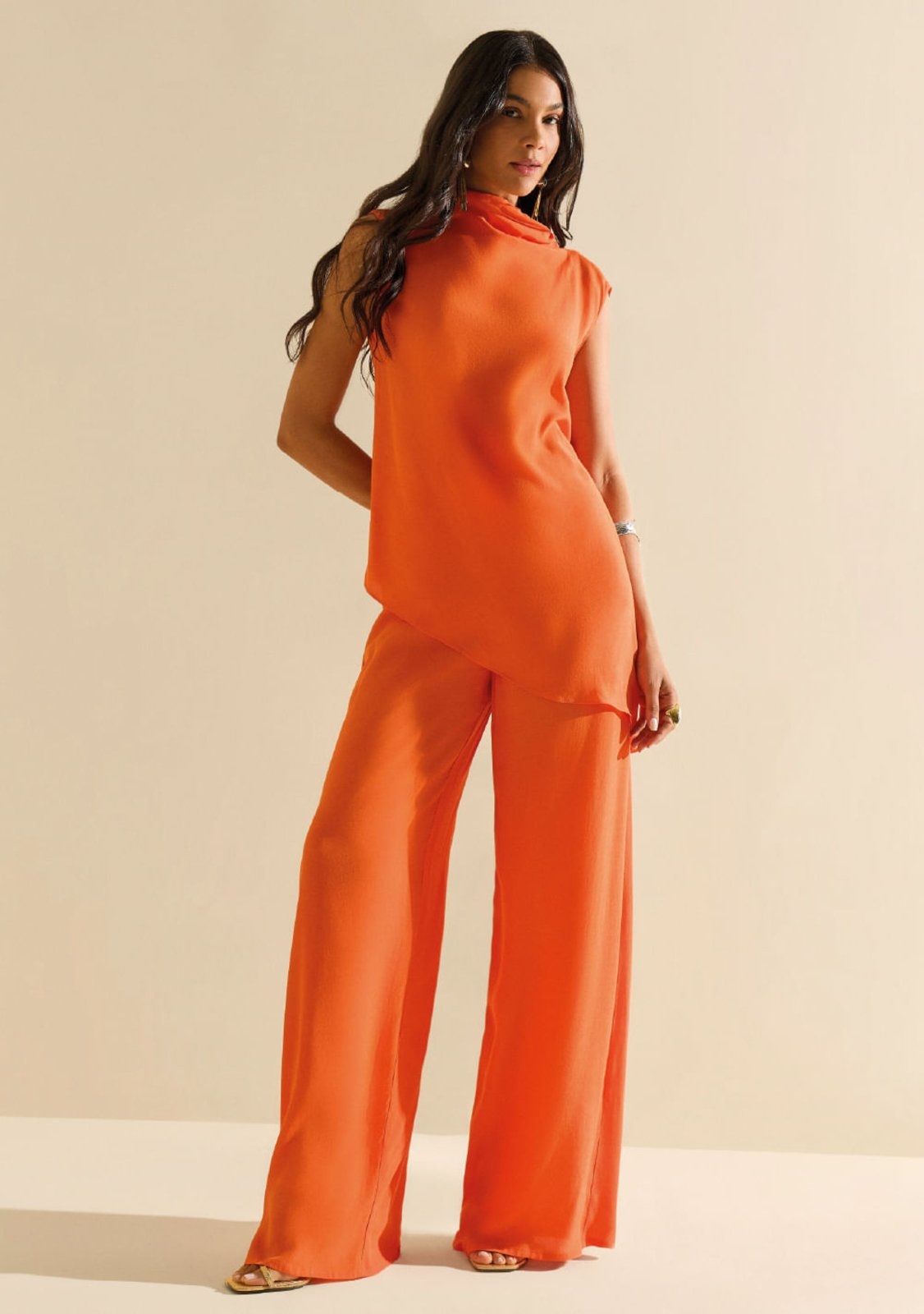 Imagem principal Calça Morena Rosa Pantalona Alta Laranja Morena Rosa laranja rosa