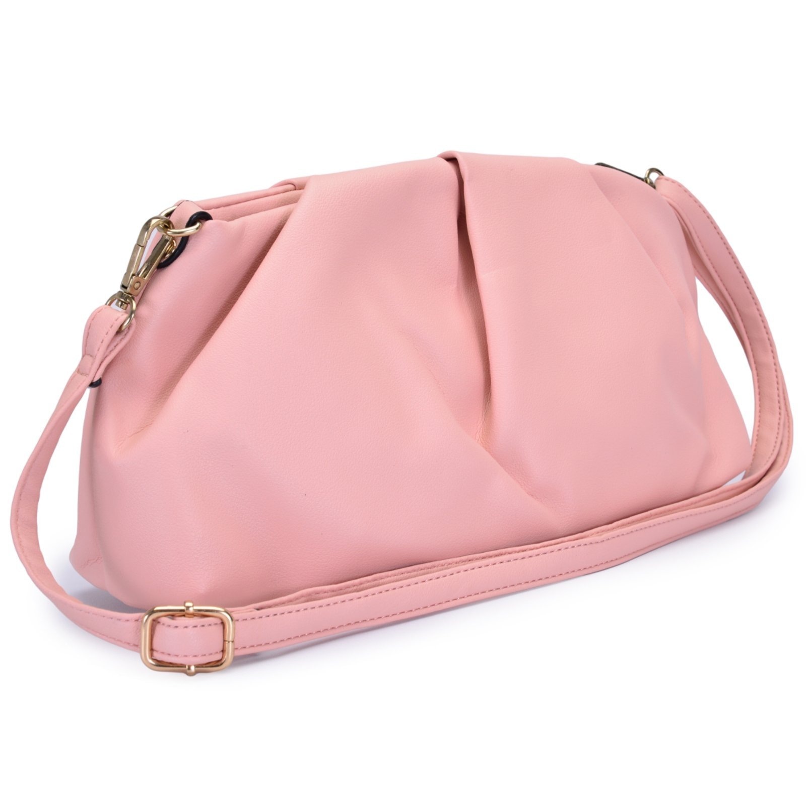 Imagem principal Bolsa Transversal Feminino Enrugada Baguete de Mão Media Rute Paula rosa