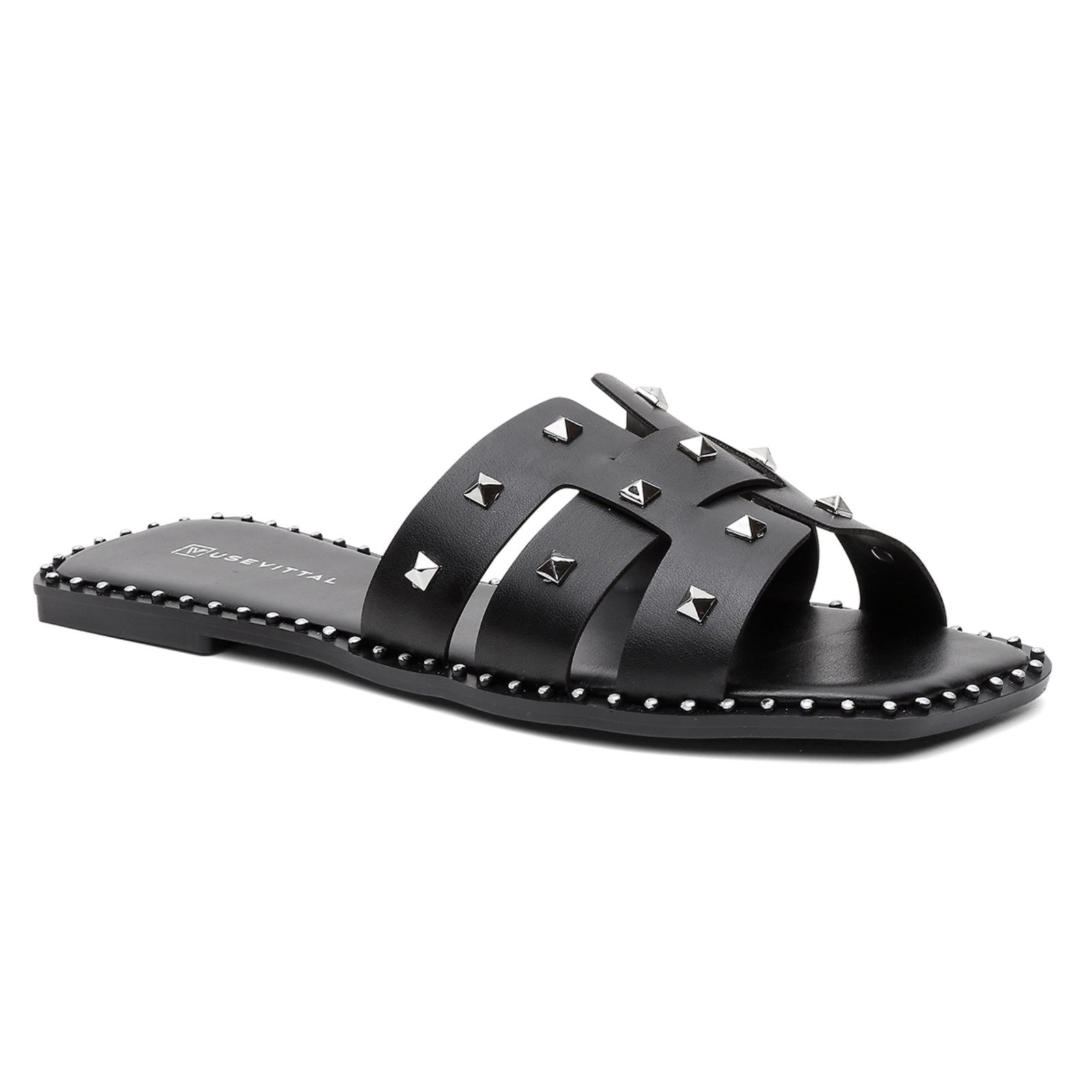 Imagem principal Sandália Rasteira Feminina Com Sparkle Ananda Conforto Vittal Preta USE VITTAL preto