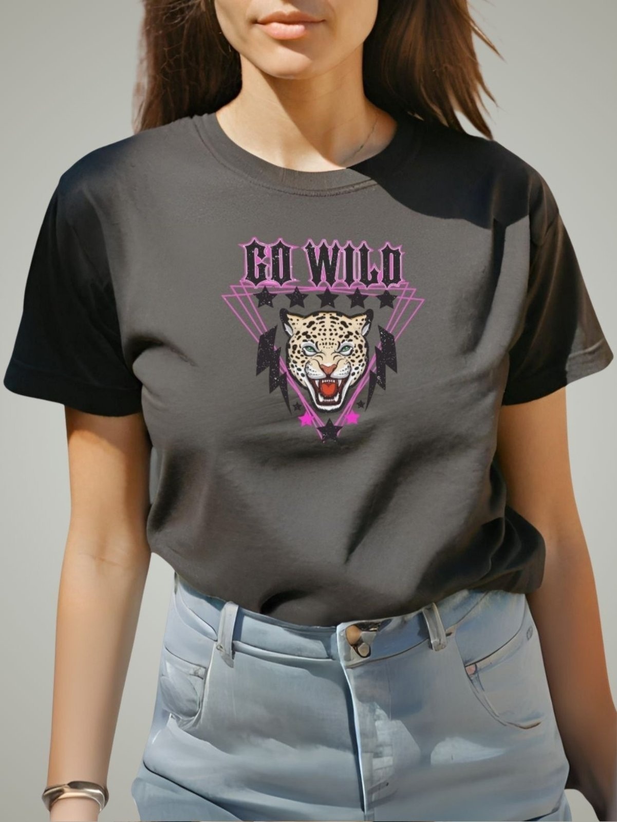 Imagem principal Camisa T-shirt Plus Size GuGi Feminina Camiseta Onça Tigre Blusinha Leopard Preto Gugi preto leopard