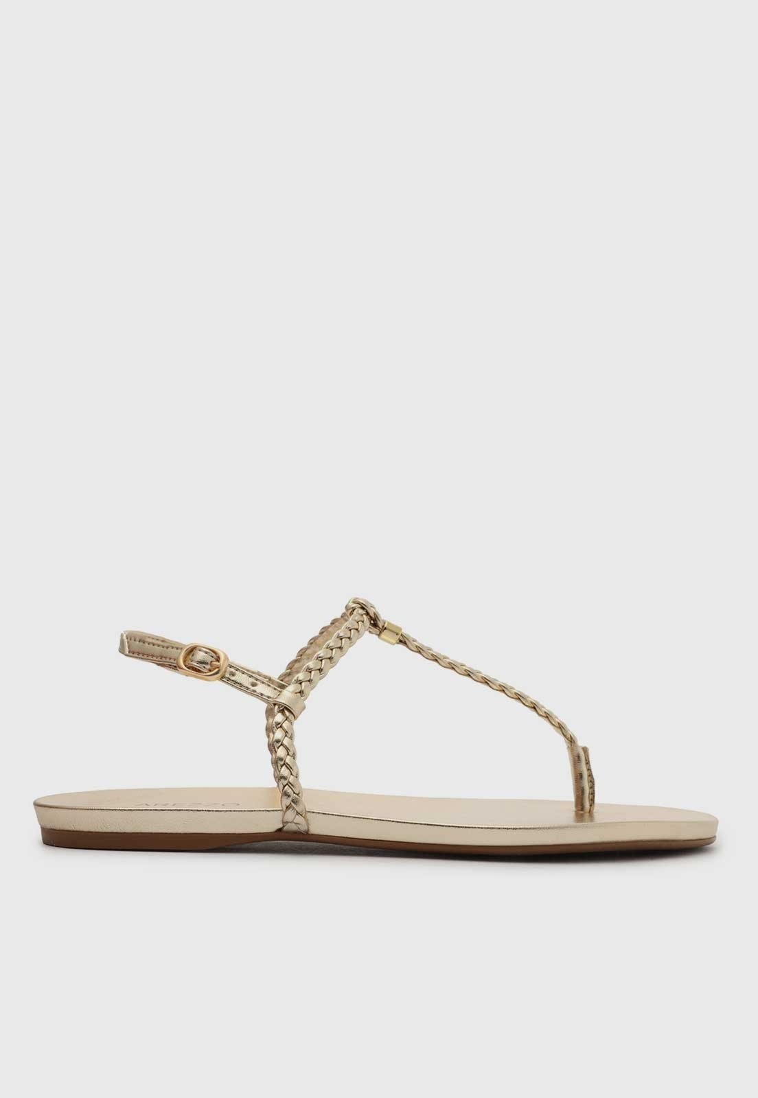 Imagem principal Rasteira Fechada Arezzo Tiras Trançadas Platino Arezzo dourado