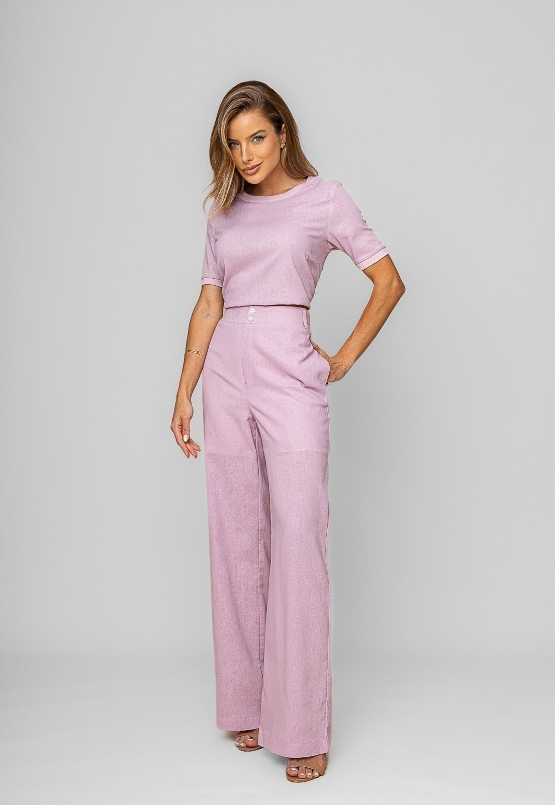 Imagem principal Calça Reta Lisa Alfaiataria Salvatore Salvatore Fashion rosa