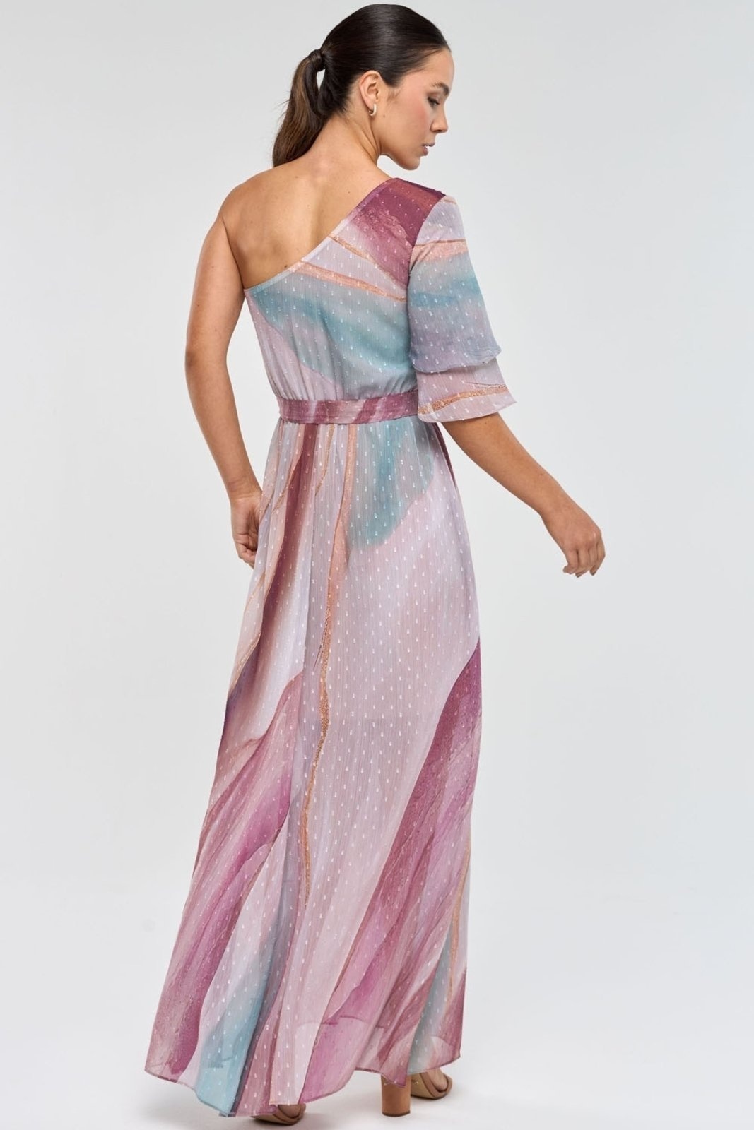 Imagem principal Vestido Longo PKS Um Ombro Só Estampa Watercolor PKS rosa