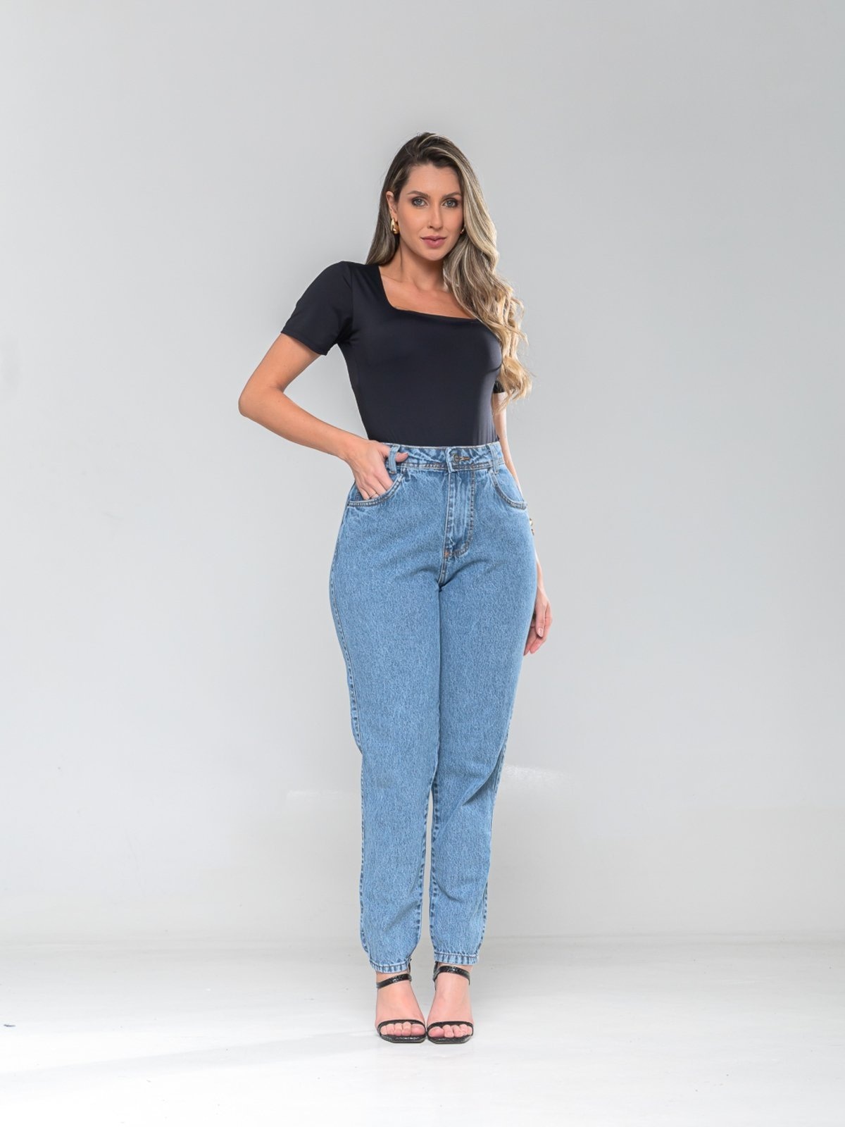 Imagem principal Calça Feminina Mom Kovali - Estilosa Casual e Confortavel KOVALI FASHION STORE azul/jeans