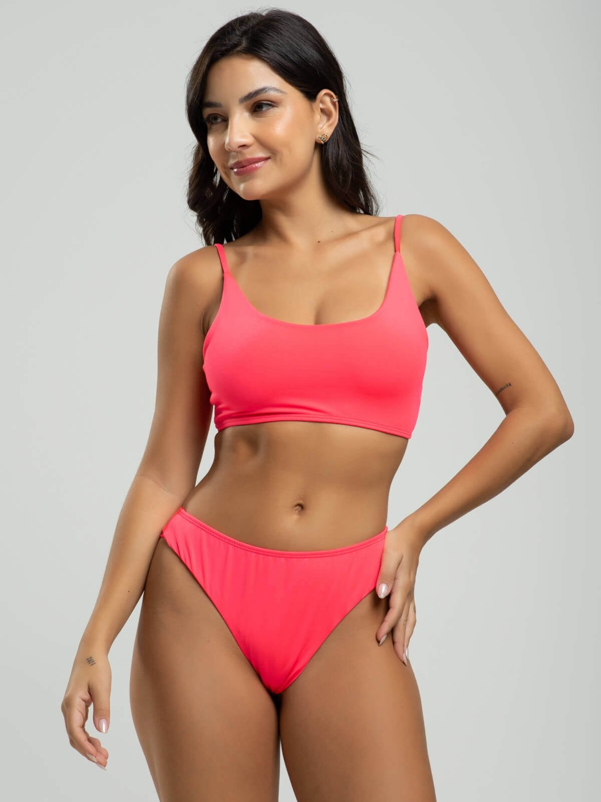 Imagem principal Biquini Faixa Calcinha Fio Duplo Bojo Removivel Proteção Uv 50+ Vicbela Rosa Vicbela pink/rosa rosa