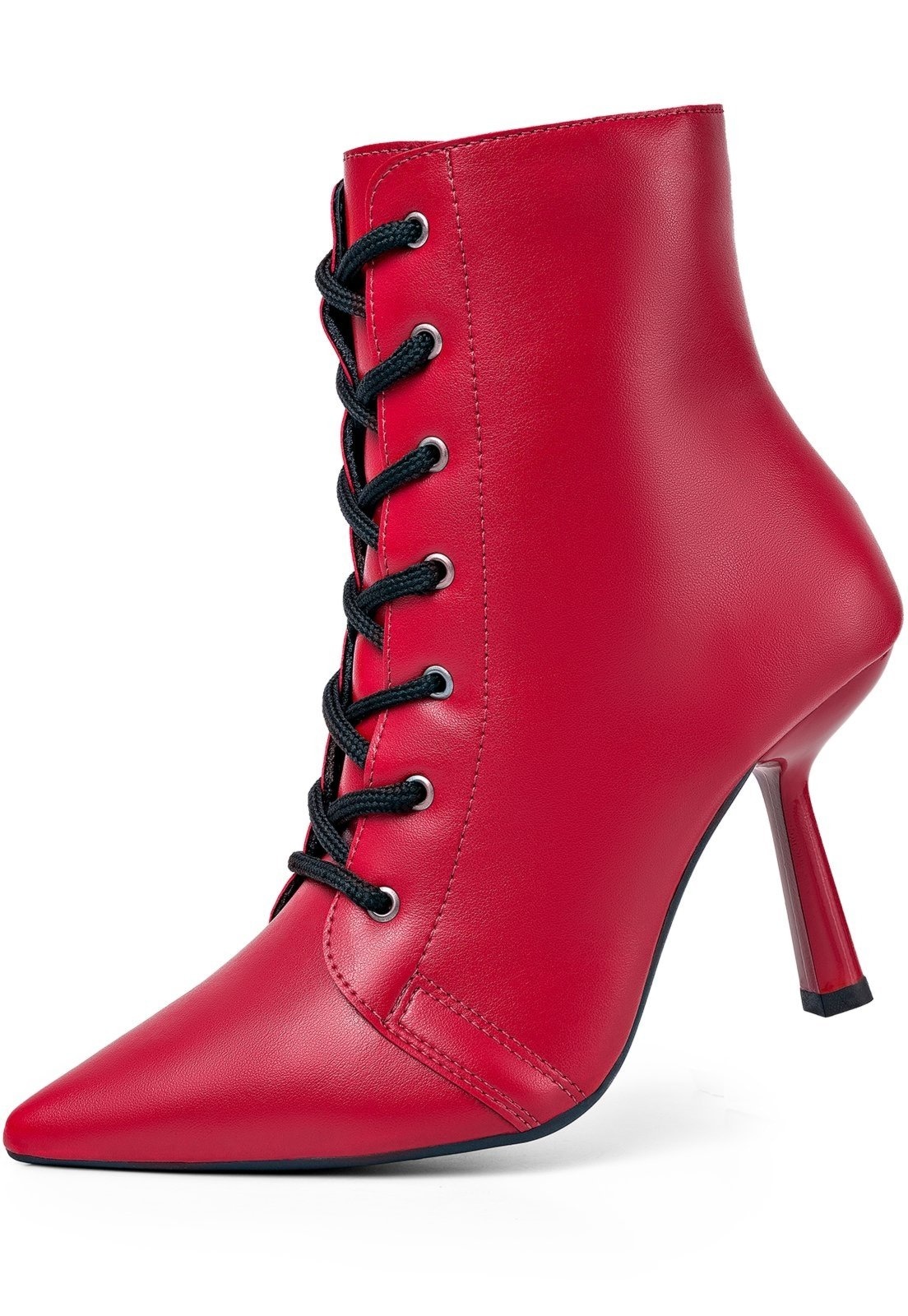 Imagem principal Bota Feminina Coturno Salto Bico Fino Lumiss Cano Curto Confortável Marsala LUMISS vermelho