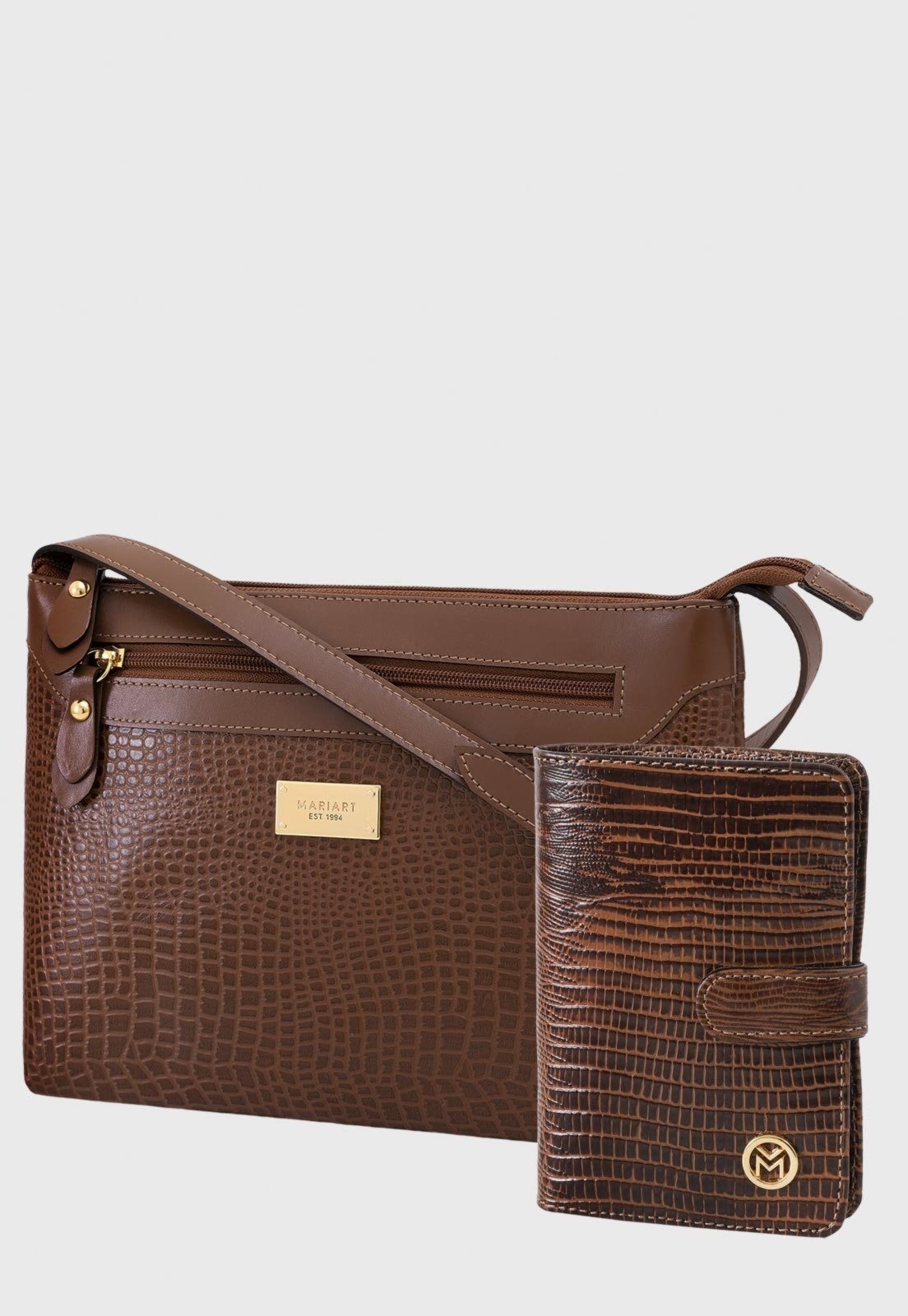 Imagem principal Kit Bolsa e Carteira Couro Mariart 2193MRT + 237MRT Havana Mariart caramelo