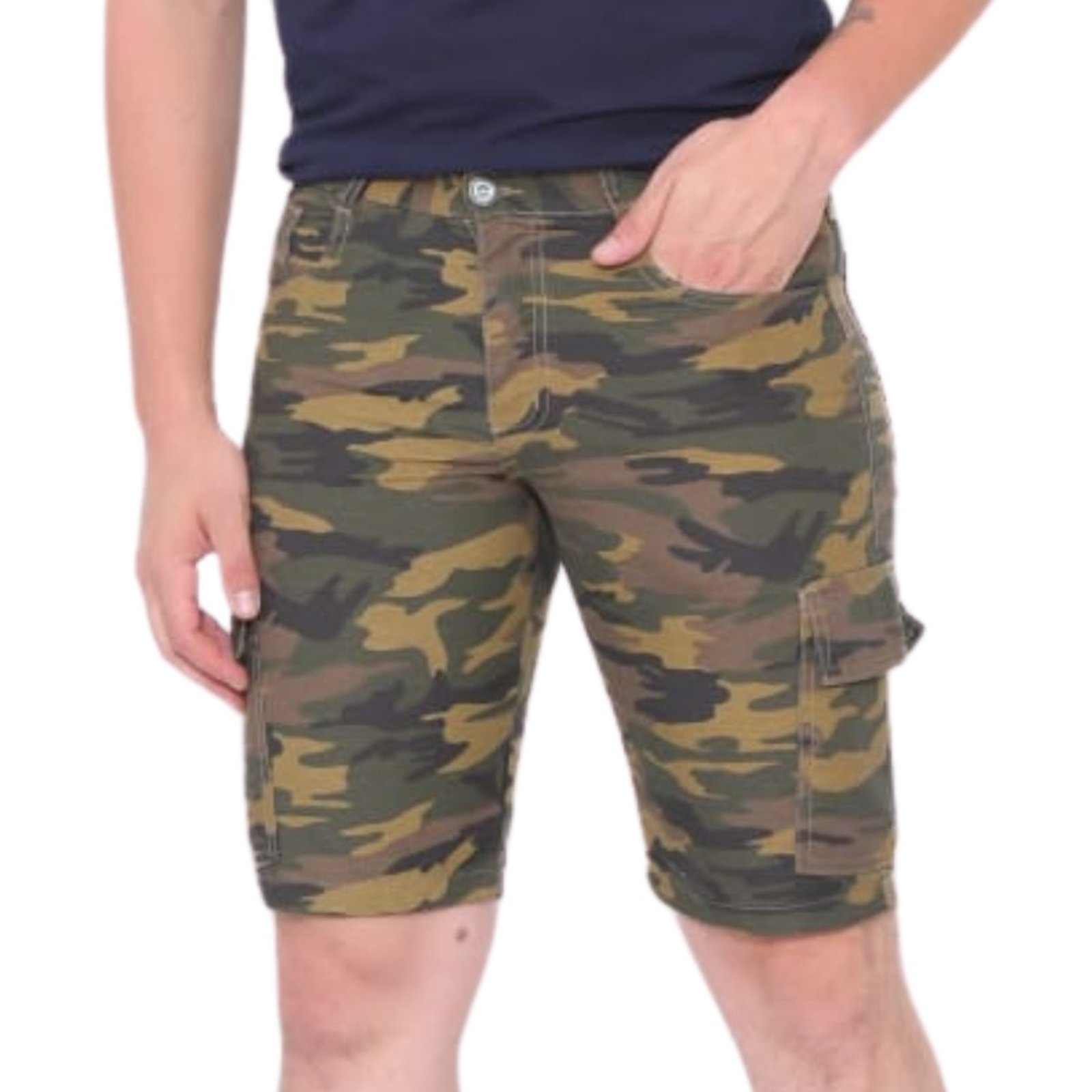 Imagem principal Short Bermuda Masculino Jeans Light Cargo Camuflado JEANS LIGHT amarelo