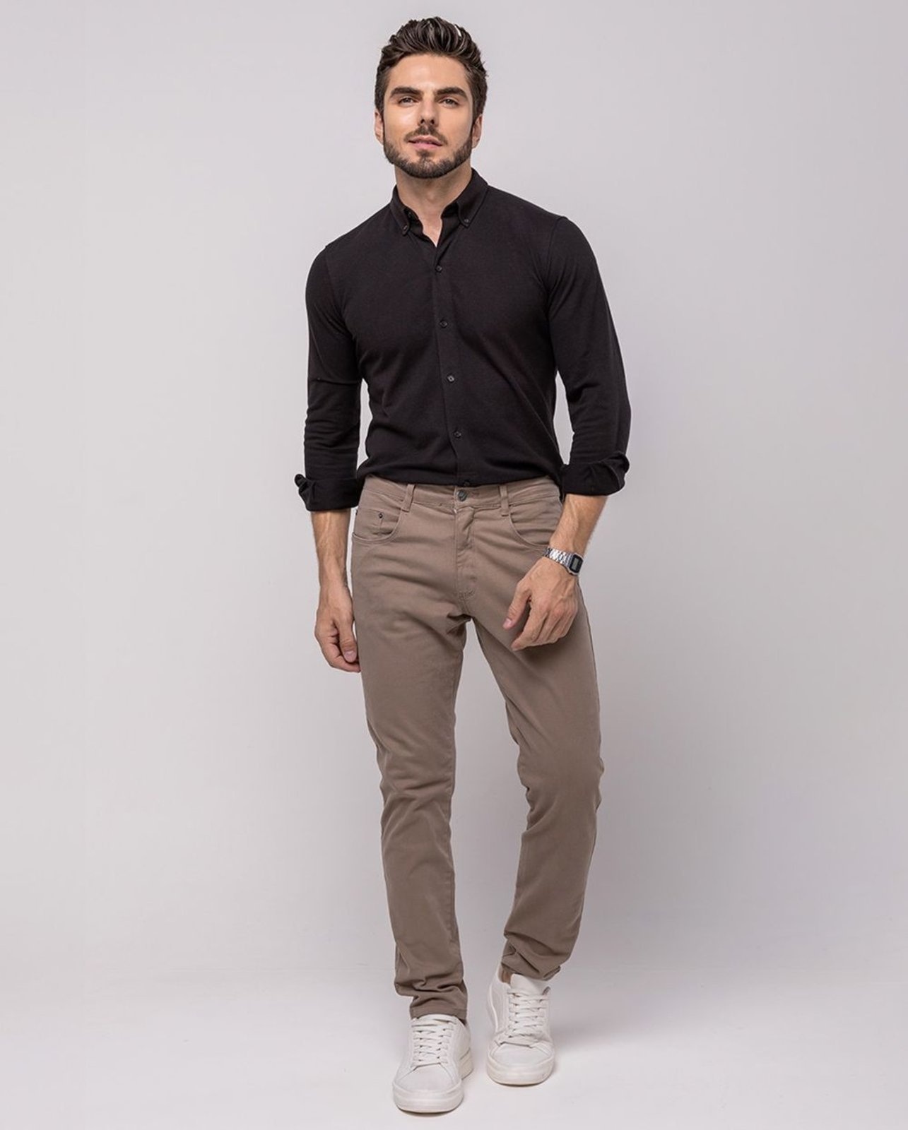 Imagem principal Calça Sarja Masculina Slim Fit Básica 22191 Caqui Consciência cáqui caqui