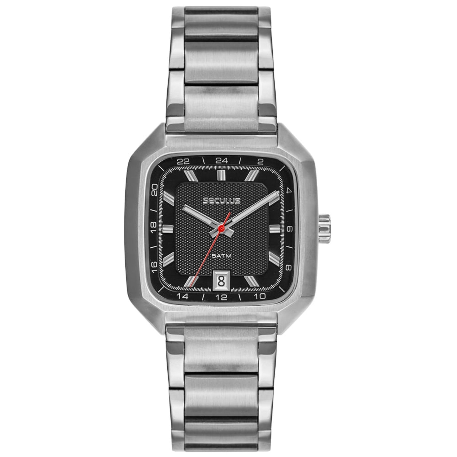 Imagem principal Relógio Masculino Seculus Quadrado Mostrador Preto Seculus prata