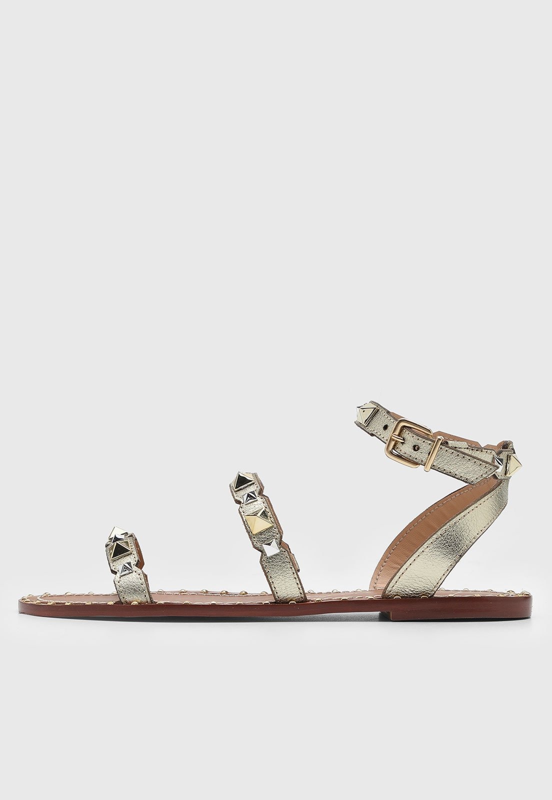 Imagem principal Rasteira Feminina Luiza Barcelos Metalizada Dourada Com Tachas Luiza Barcelos dourado