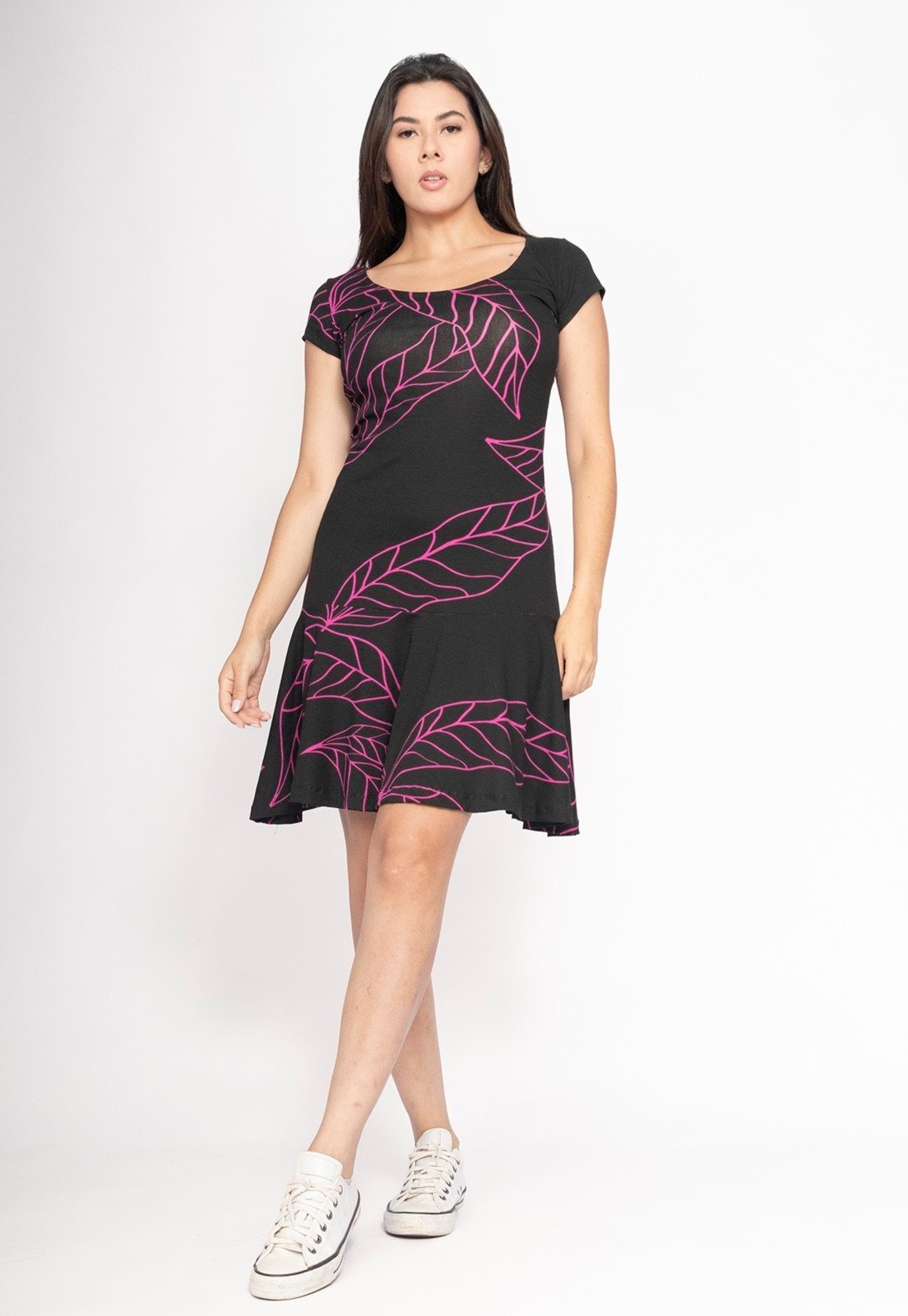 Imagem principal Vestido CabanaFree Aiyra Curto Malha Estampa Antúrios Lilás Cabanafree estampado