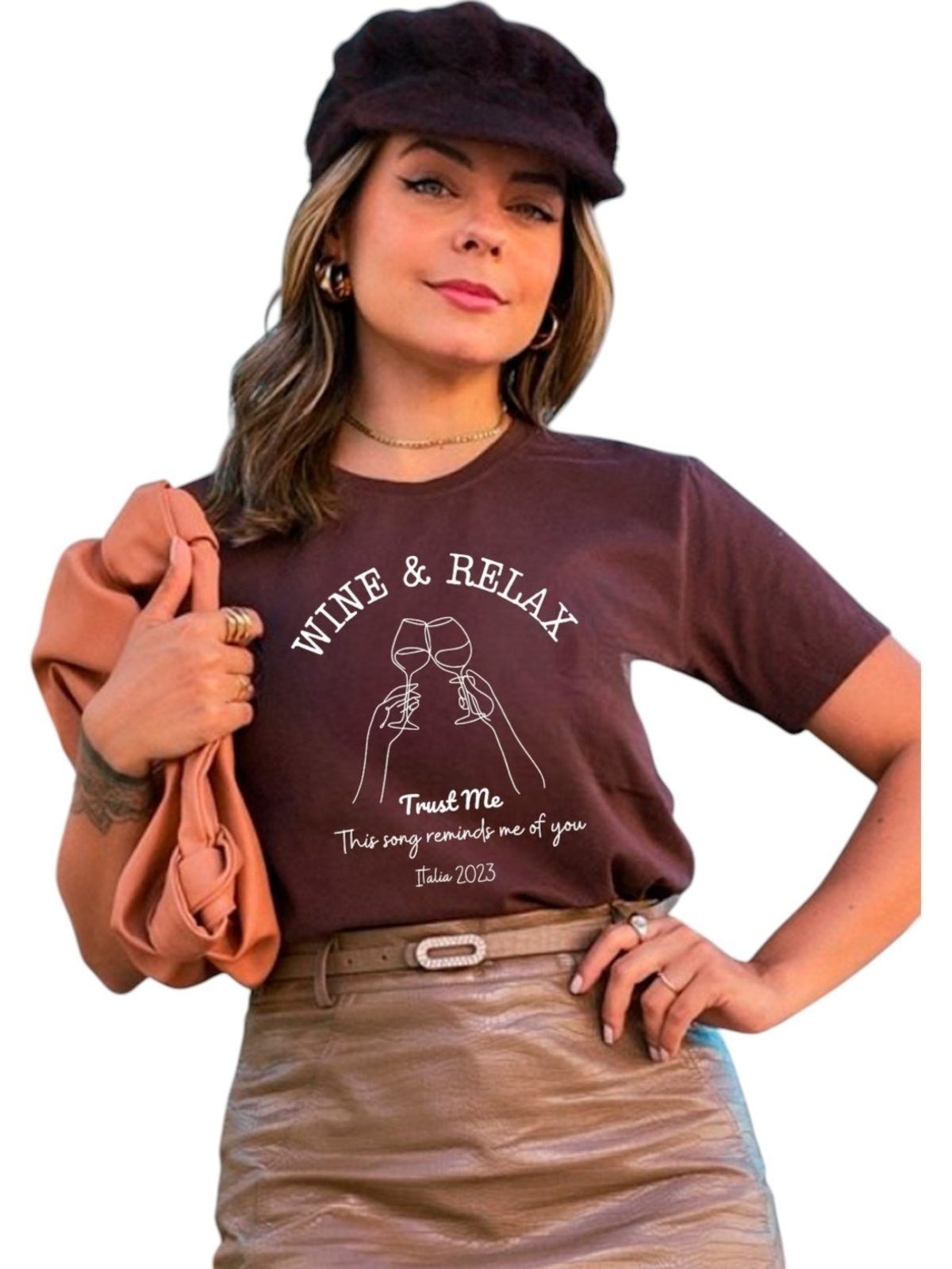 Imagem principal Camiseta Cianitas Estampa Wine & Relax Cianitas marrom