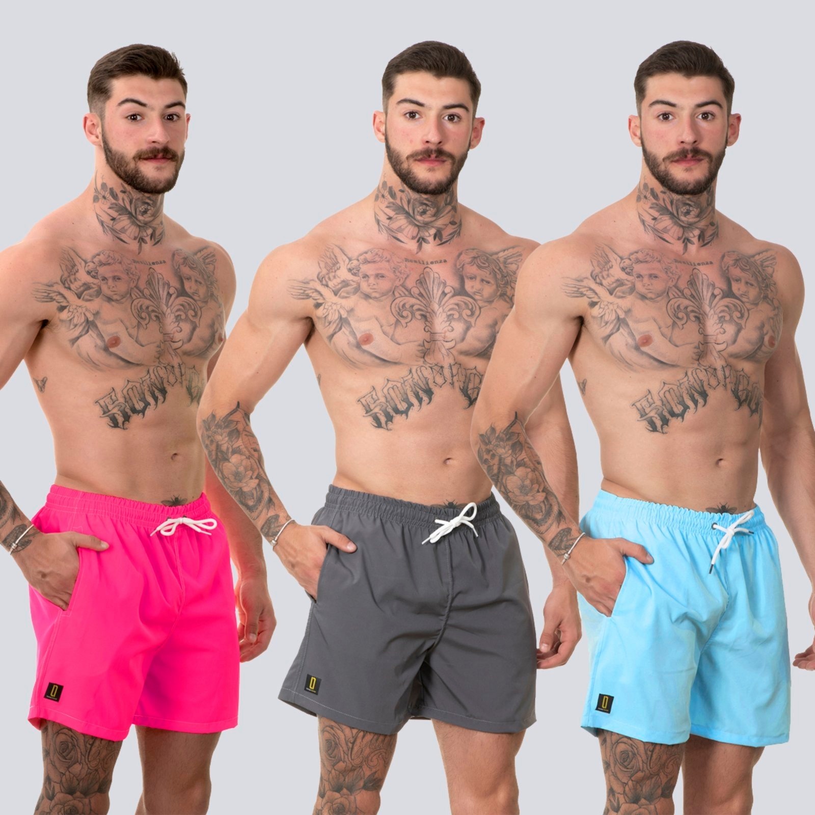 Imagem principal Kit 3 Short Masculino Bermuda Praia Casual Mauricinho Rf360 Cinza/Azul Lucas Lunny rosa