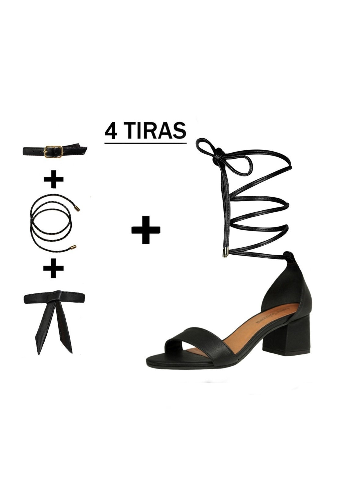 Imagem principal Sandália Troca Tira Salto Baixo Grosso Luiza Sobreira Couro Preta Mod. 2207-2 Luiza Sobreira preto