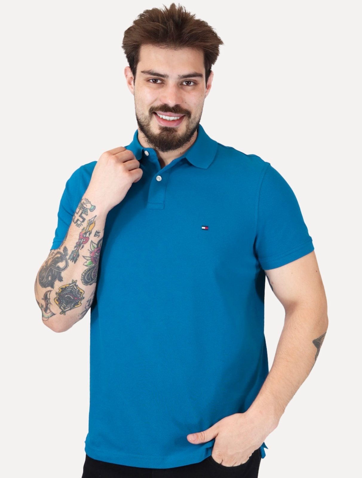 Imagem principal Polo Tommy Hilfiger Masculina Regular Piquet 1985 Vibrant Royal Tommy Hilfiger azul