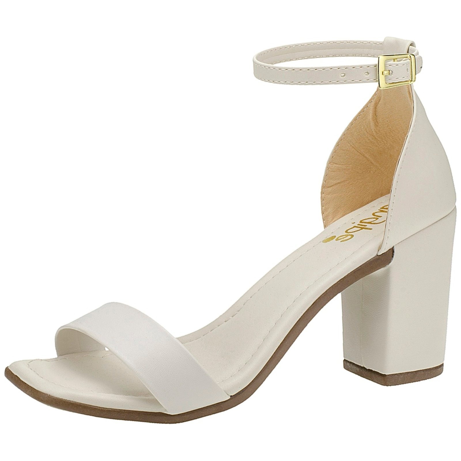 Imagem principal Sandalia Salto Bloco Quadrado Feminino Sapato Salto Alto Angipé off-white