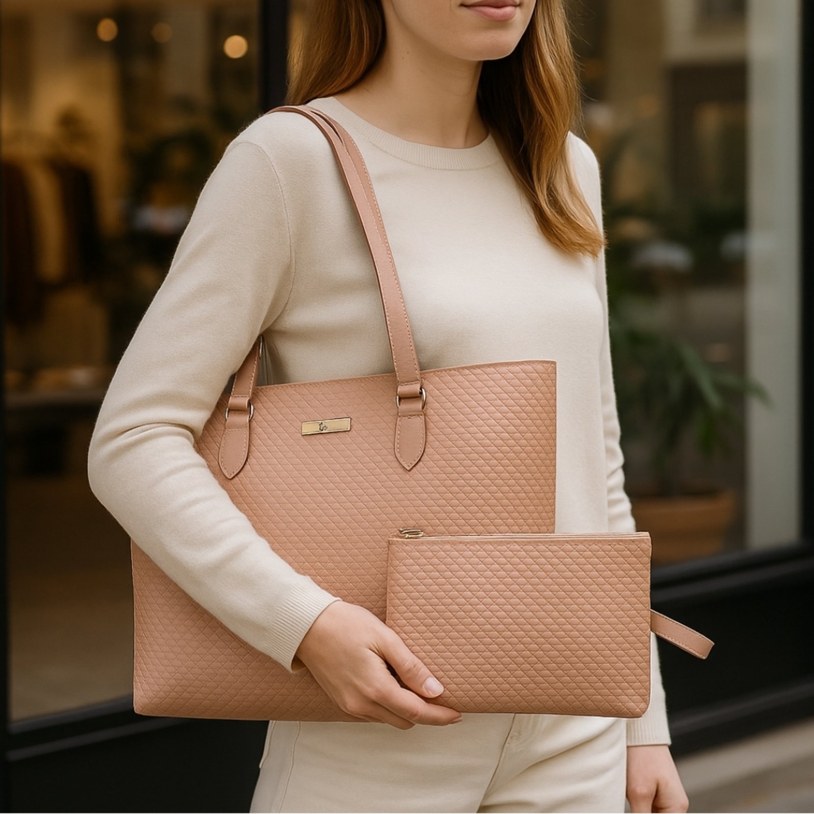 Imagem principal Bolsa Shopping Com Alça De Ombro Reforçada Amplo Espaço Interno Nécessaire WILLIBAGS nude