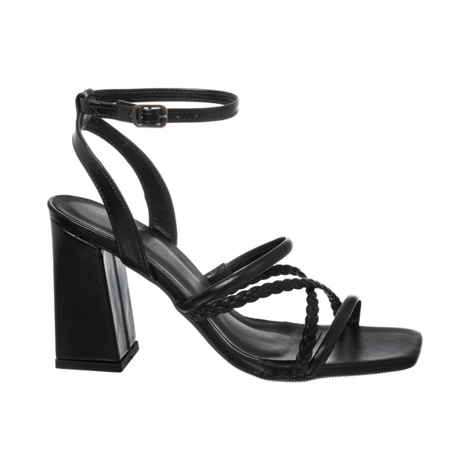 Imagem principal Sandália Feminina Salto Tiras Trança Promoção Stessy Shoes preto