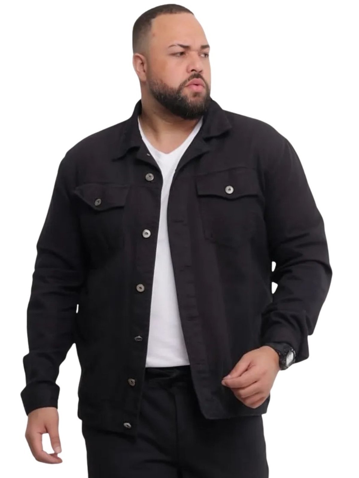 Imagem principal Jaqueta Rafael Preta Sarja Plus Size Masculina Jeans Loka preto