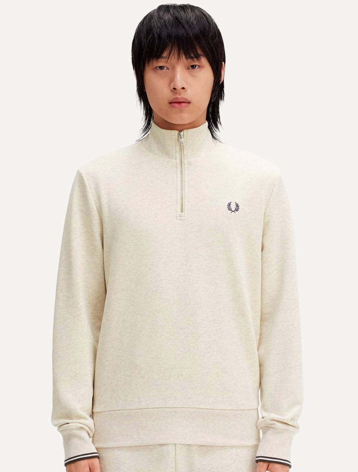 Imagem principal Blusa Fred Perry Moletom Masculina Regular Half Zip Off-White Mescla Fred Perry off-white white