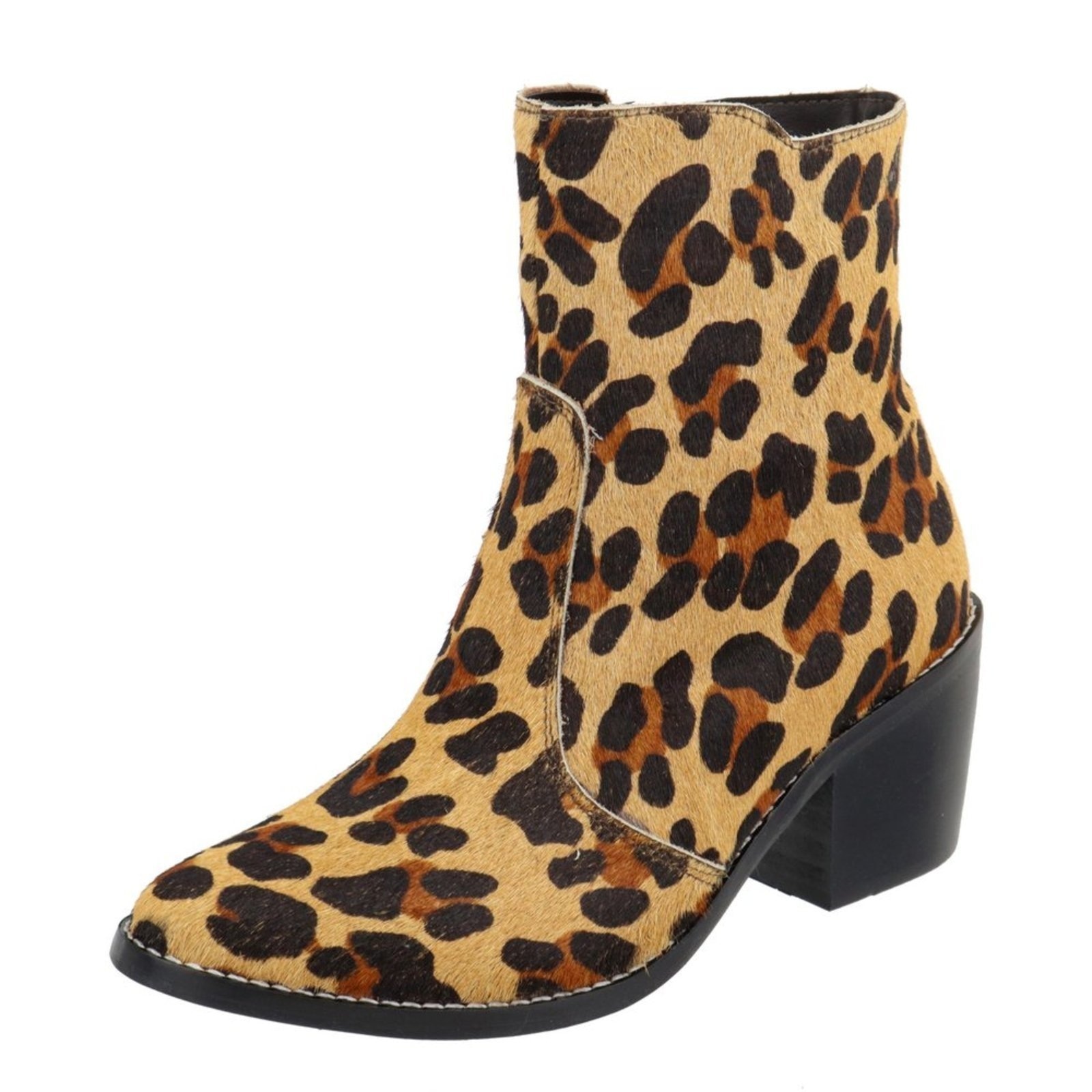 Imagem principal Bota Couro Bico Fino Cano Curto Animal Print TELLINI STORE onça