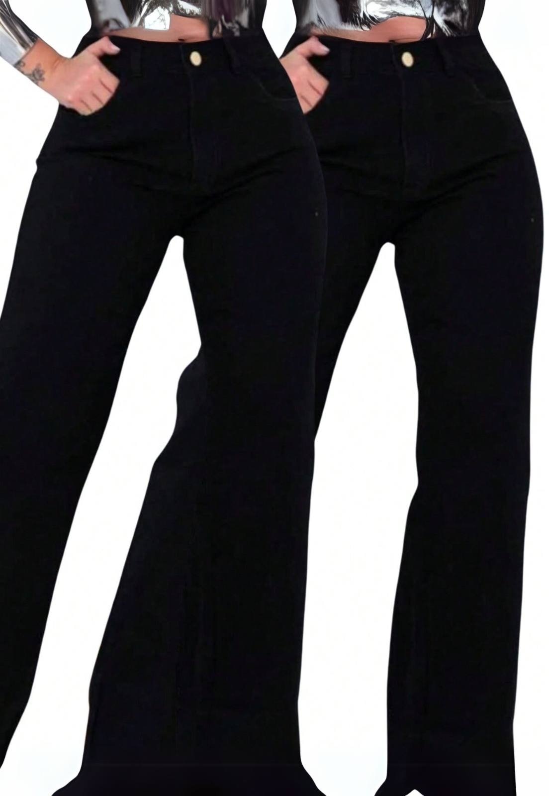 Imagem principal Kit 2 Calças Wide Leg Kovali Feminina Cargo KOVALI FASHION STORE preto