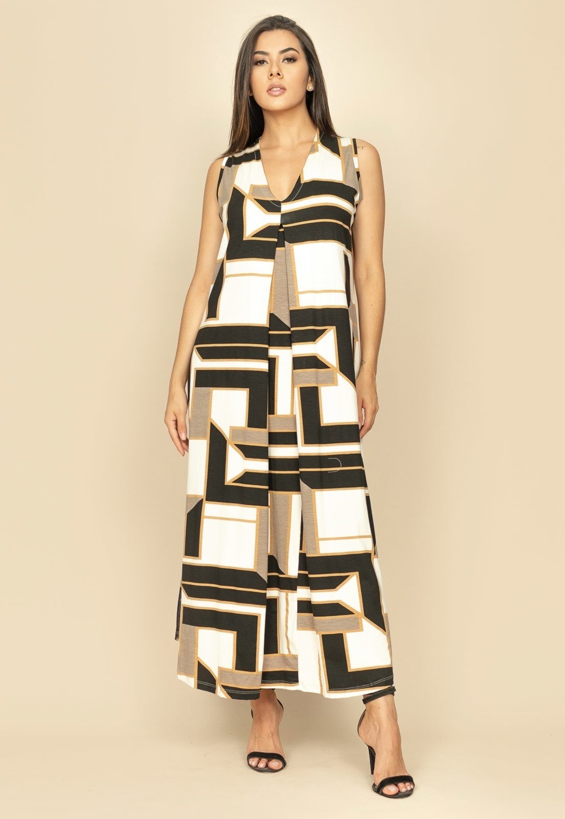 Imagem principal Vestido Longo Acará Malha Estampa Igaci Amazonia Vital branco/estampado/multicolorido