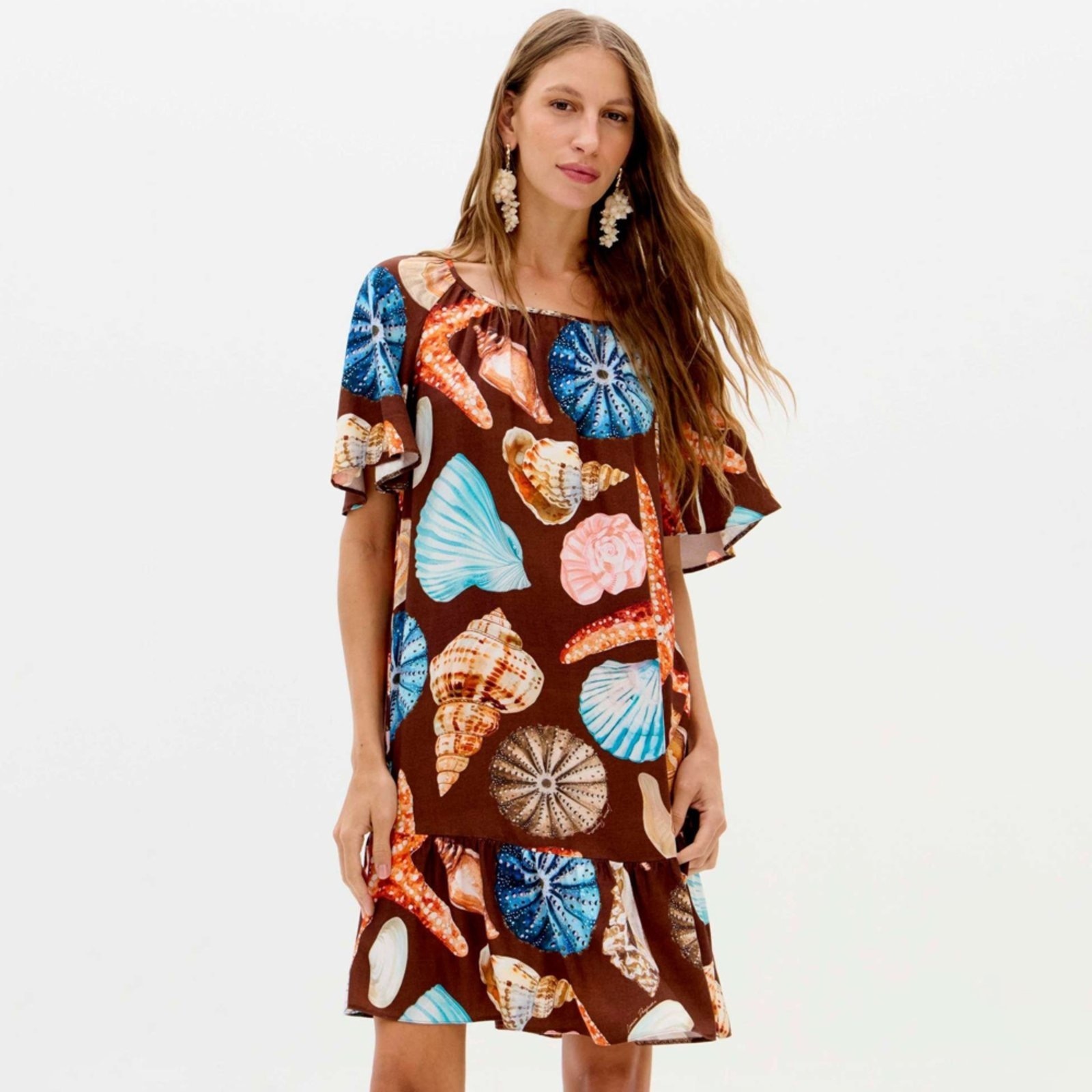 Imagem principal Vestido Curto Lança Perfume Estampado Ve26 Feminino Lança Perfume marrom