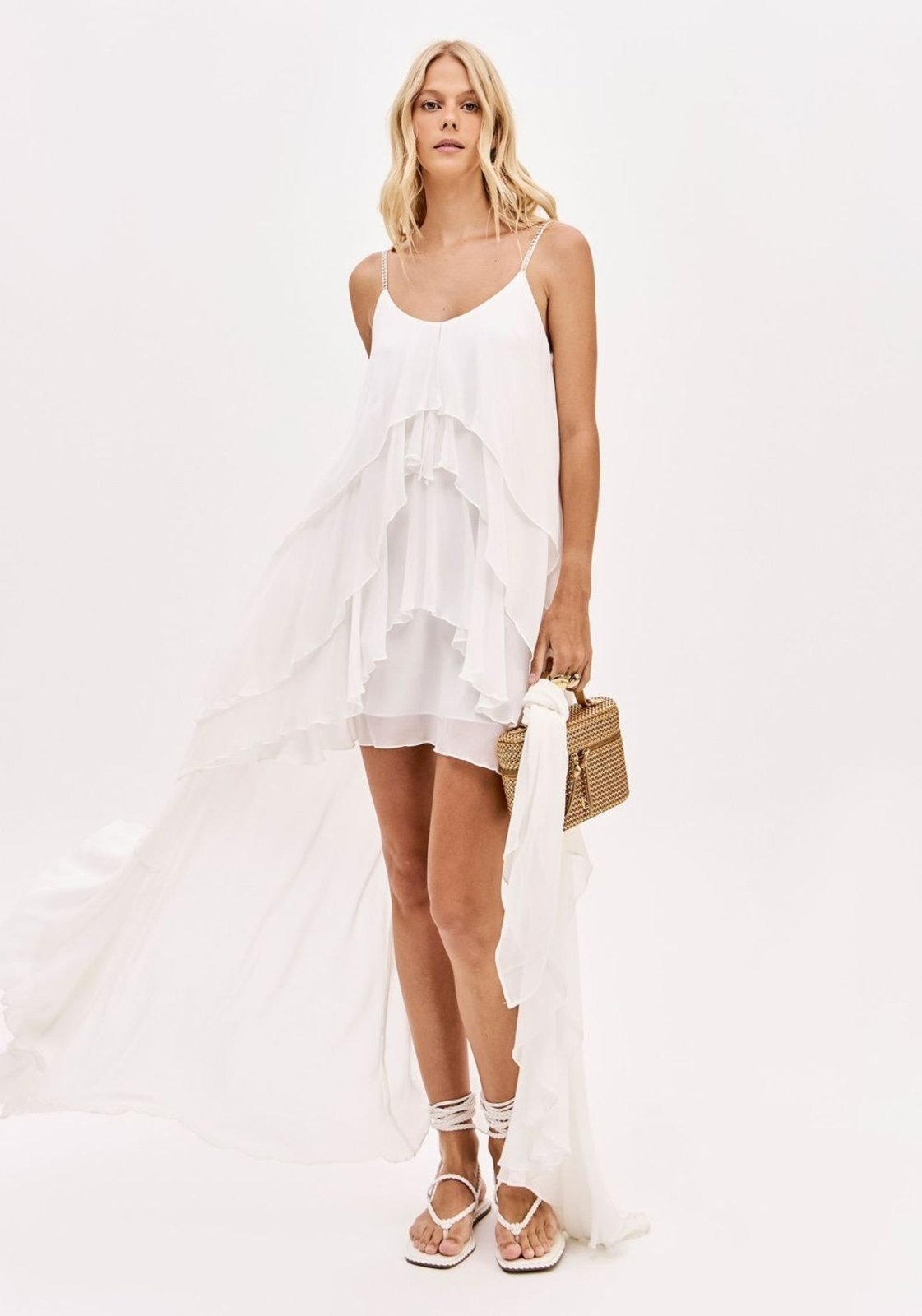 Imagem principal Vestido Chiffon De Alças Com Babados Lança Perfume branco