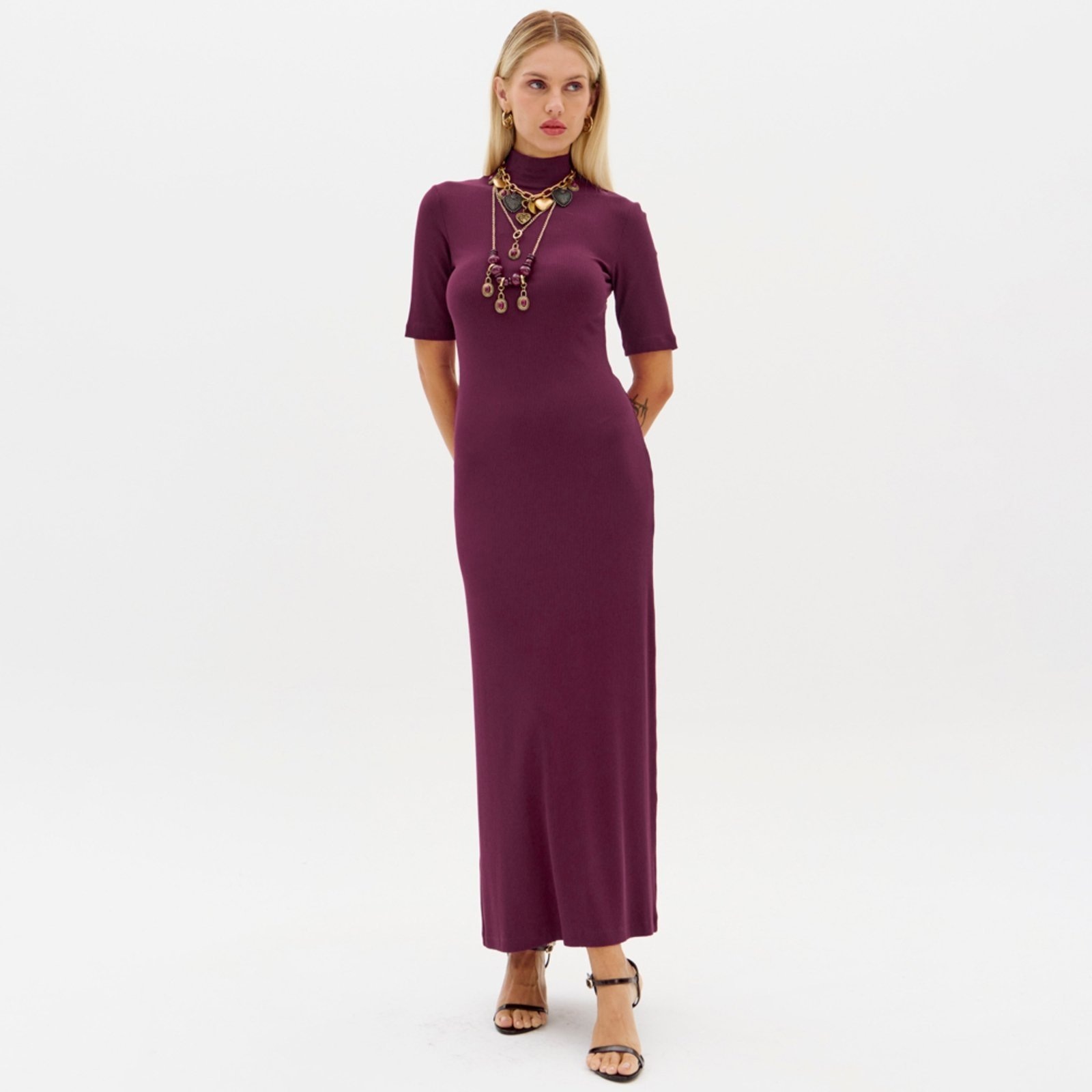 Imagem principal Vestido Super Mid Lança Perfume Canelado Ou26 Feminino Lança Perfume bordô