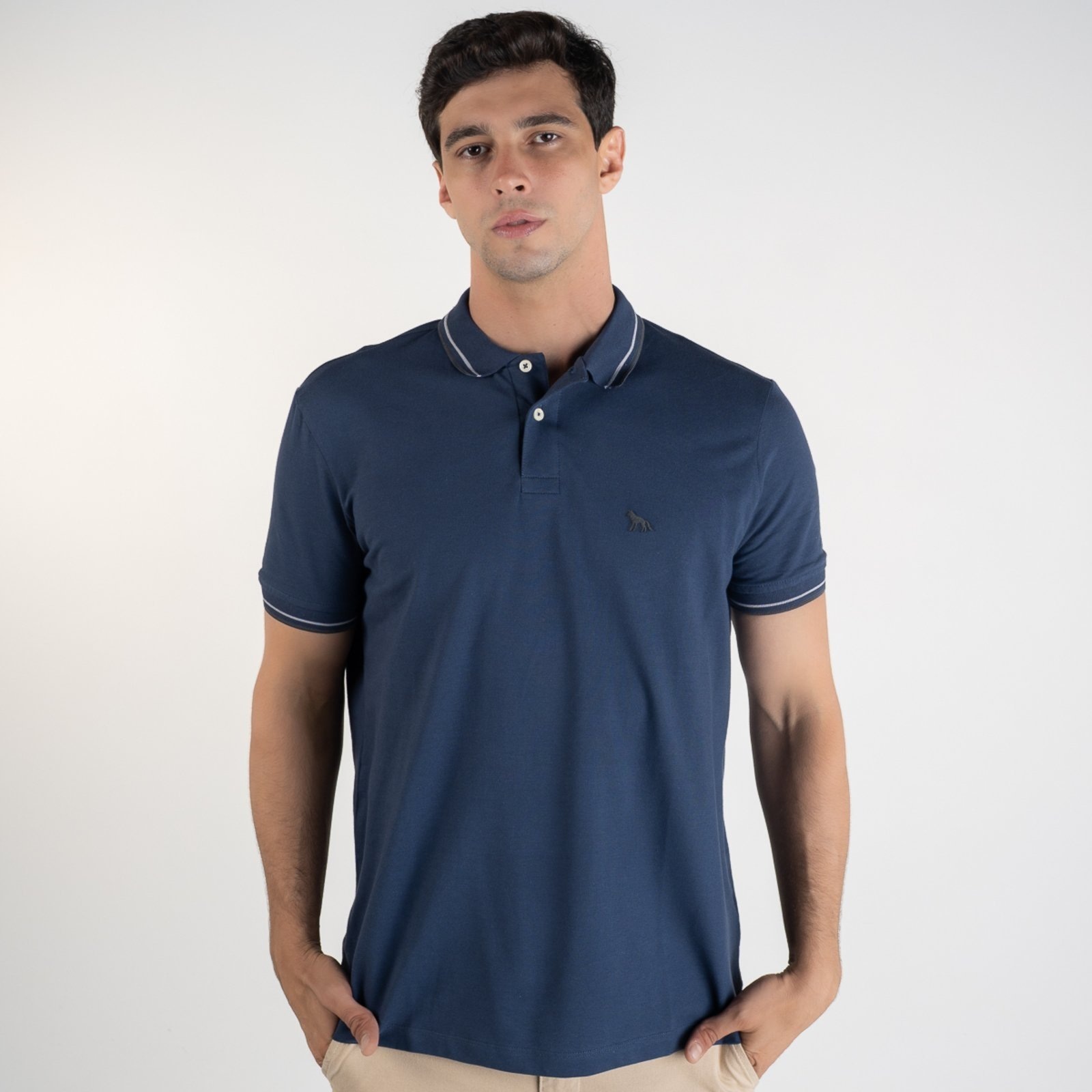 Imagem principal Camisa Polo Acostamento Piquet Frisos Navy Acostamento azul