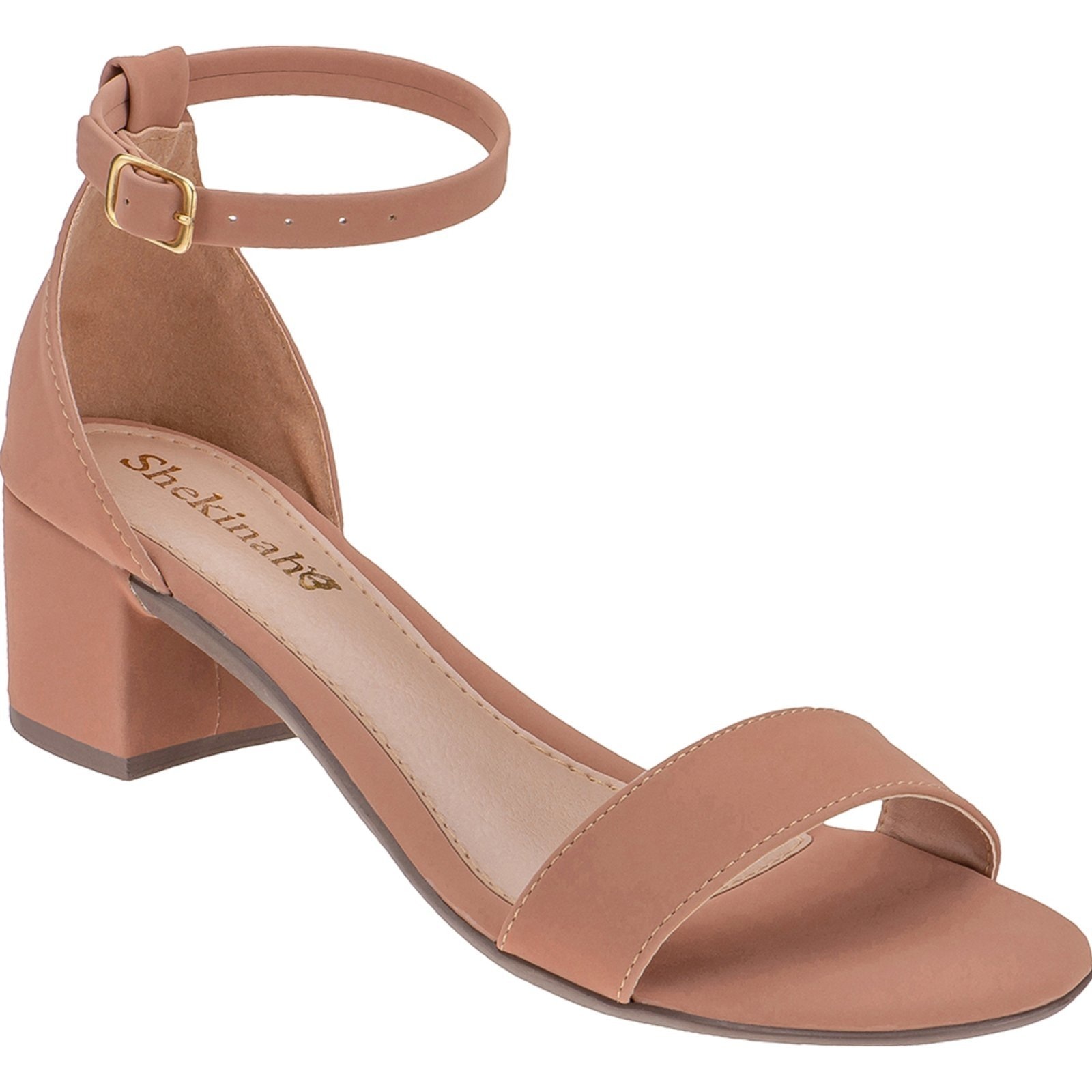 Imagem principal Sandália Feminina Salto Baixo Grosso Shekinah Festa Saltinho Bloco Social Tendência Shekinah nude