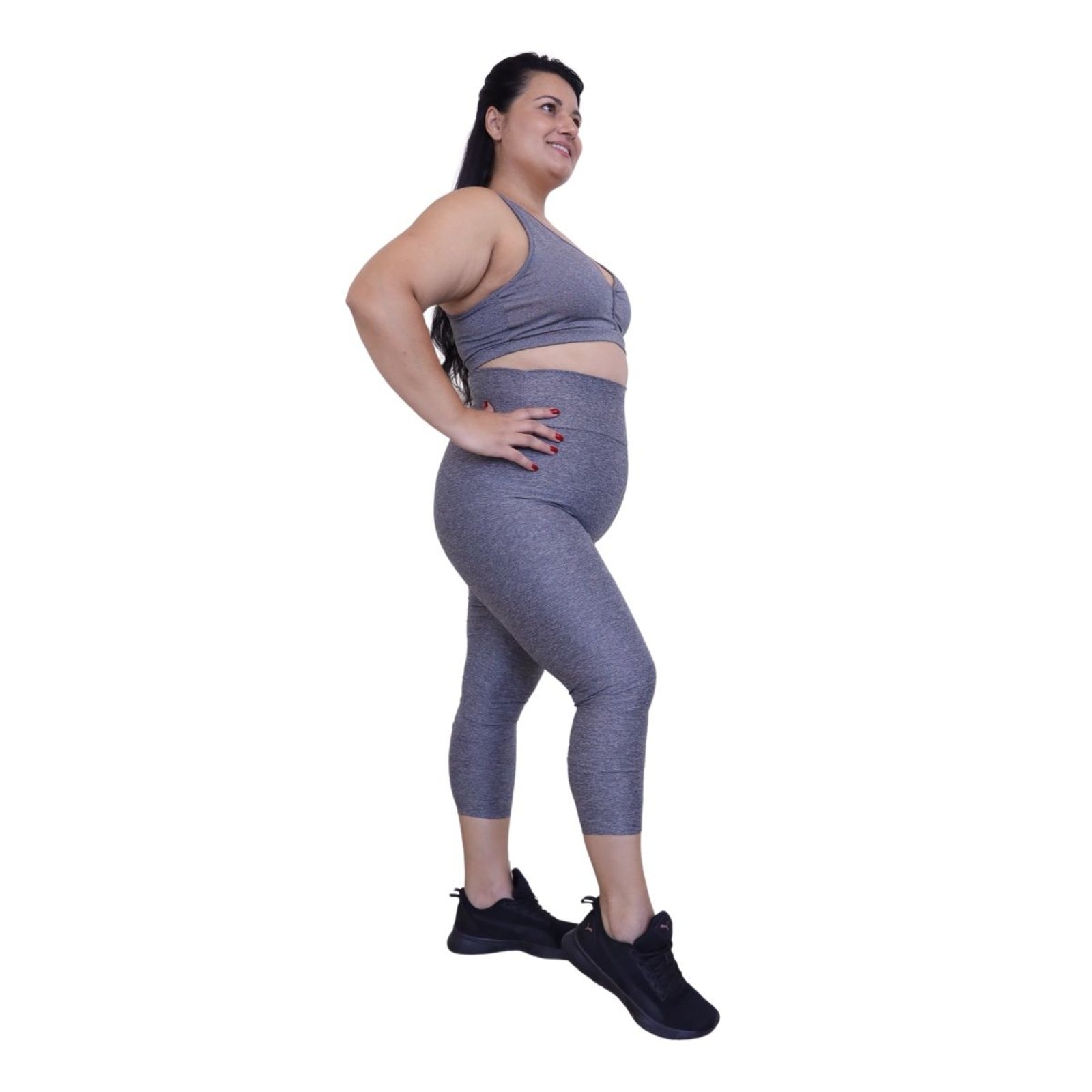 Imagem principal Calça Legging Plus Size Heide Ribeiro Corsário Fit Silver Cinza Mescla Heide Ribeiro cinza silver