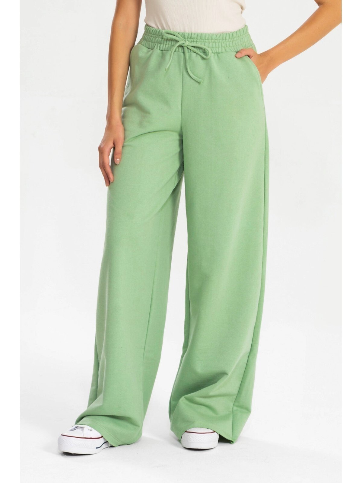 Imagem principal Calça Moletinho Wide Leg Feminina Confortável Meu Jeans verde