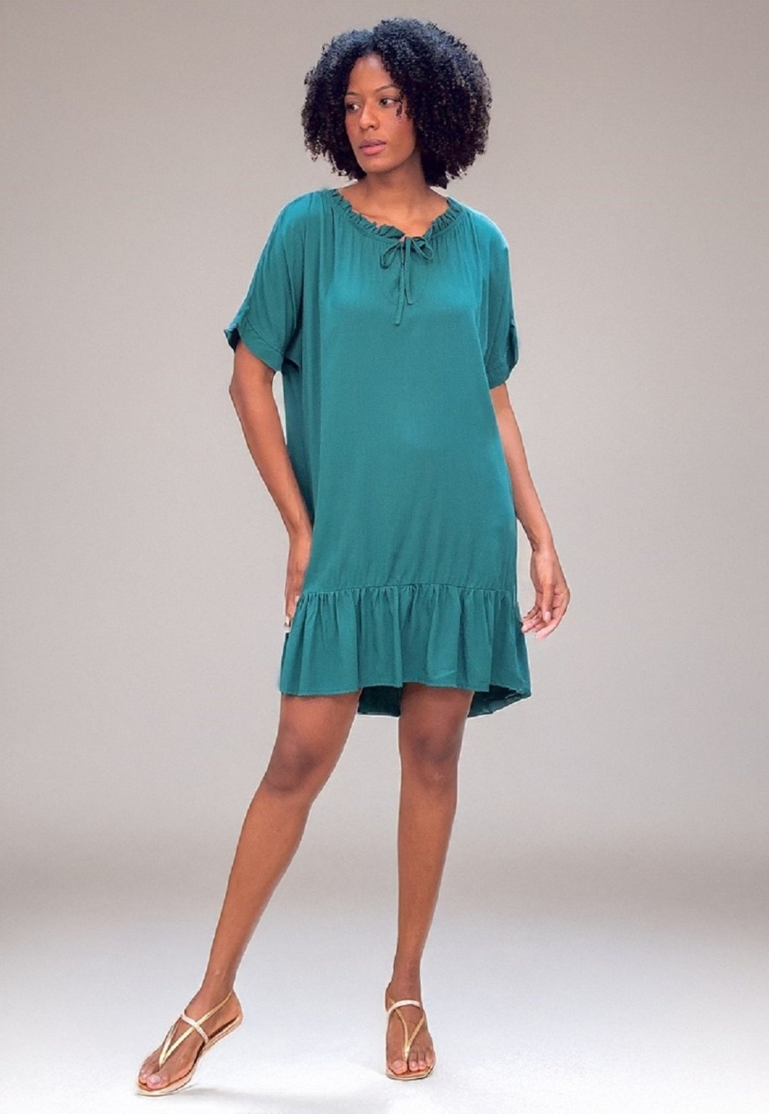 Imagem principal Vestido curto amplo gola princesa Amazonia Vital verde