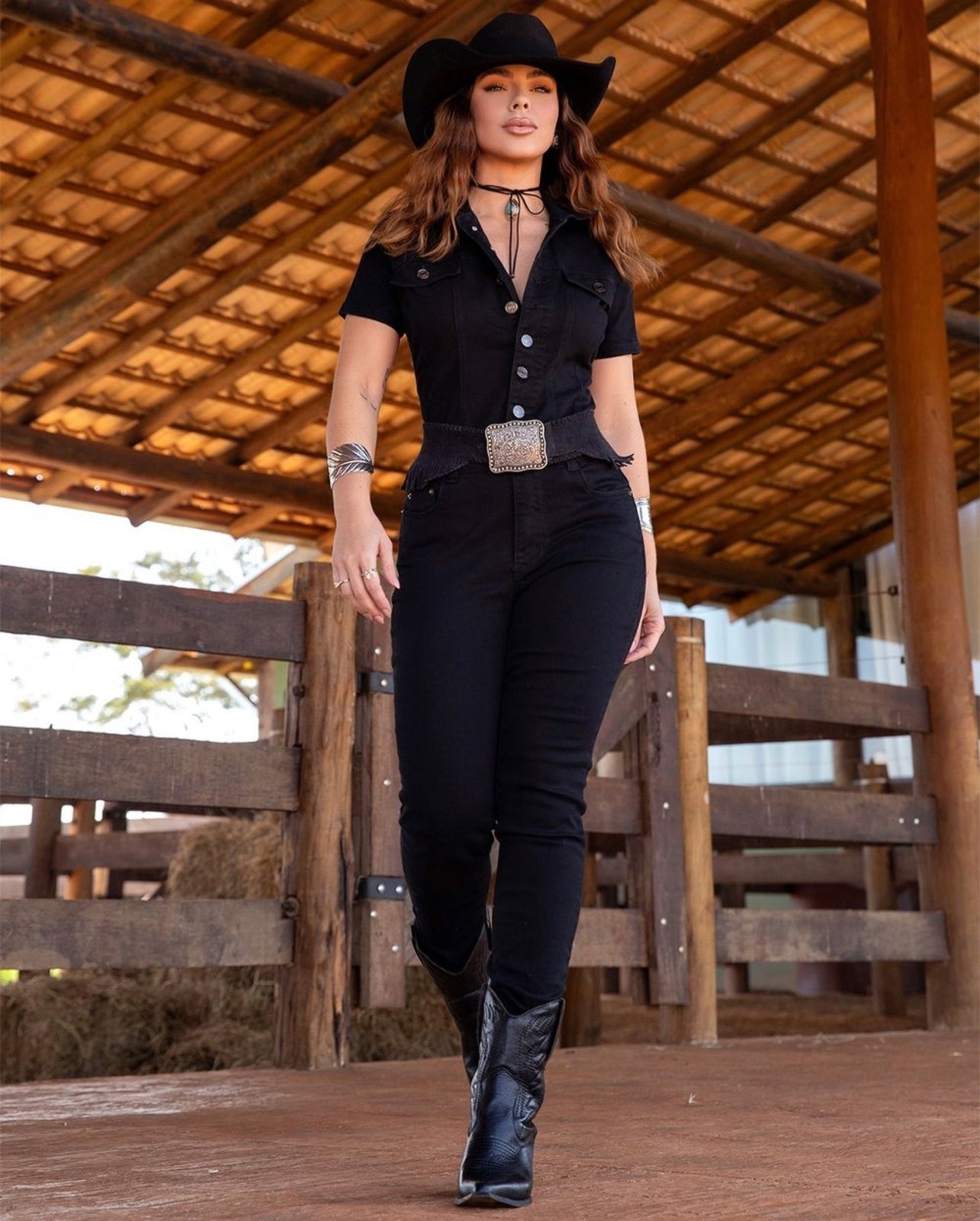 Imagem principal Macacão Jeans Black Skinny Feminino Básico 23681 Preto Consciência preto black