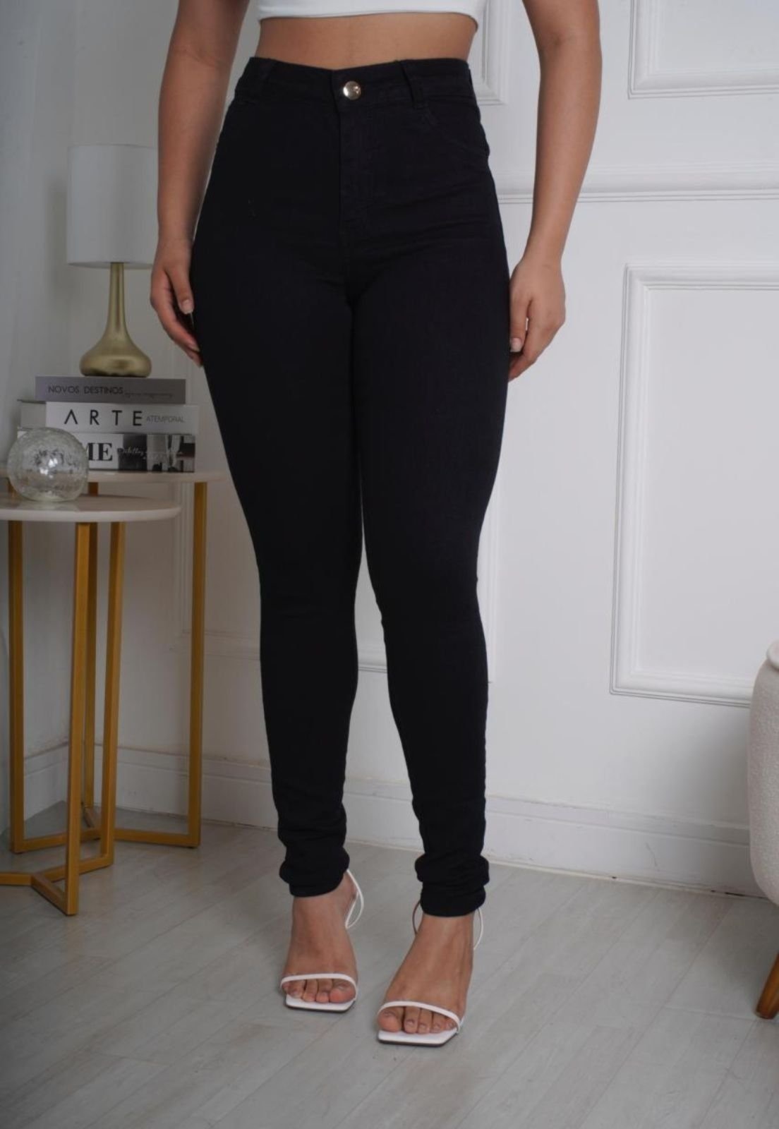 Imagem principal Calça Skinny Feminina jeans Preta Cintura Alta com Elastano Premium Elegante ED E A E JEANS preto