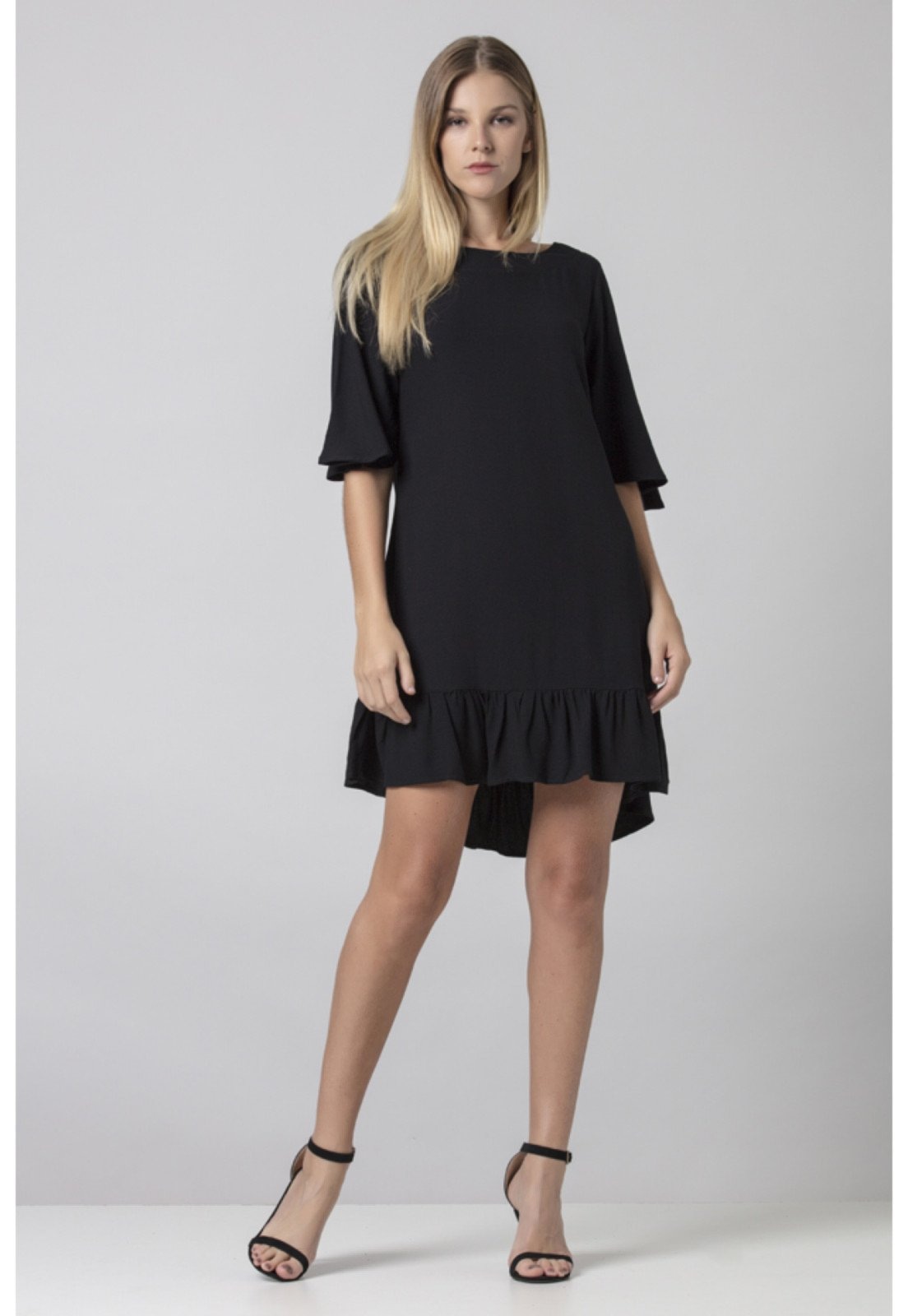 Imagem principal Vestido Curto Viscose Amazonia Vital Babados Amazonia Vital preto