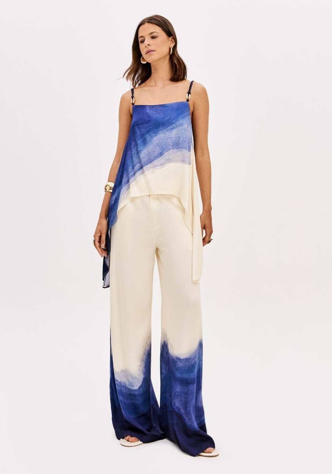 Imagem principal Calça Wide Leg Cintura Alta Estampada Lança Perfume azul