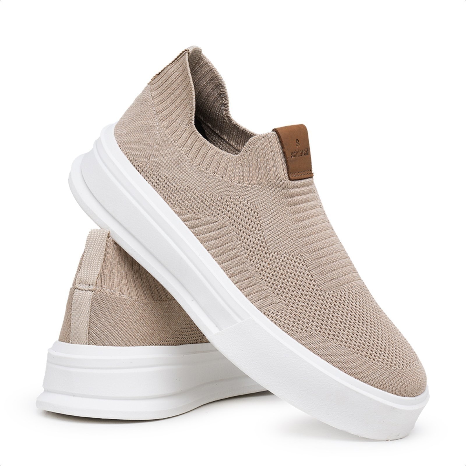 Imagem principal Sapatênis Masculino Knit Meia Brown Confortável Estiloso Casual 325 Schiareli bege/caramelo brown