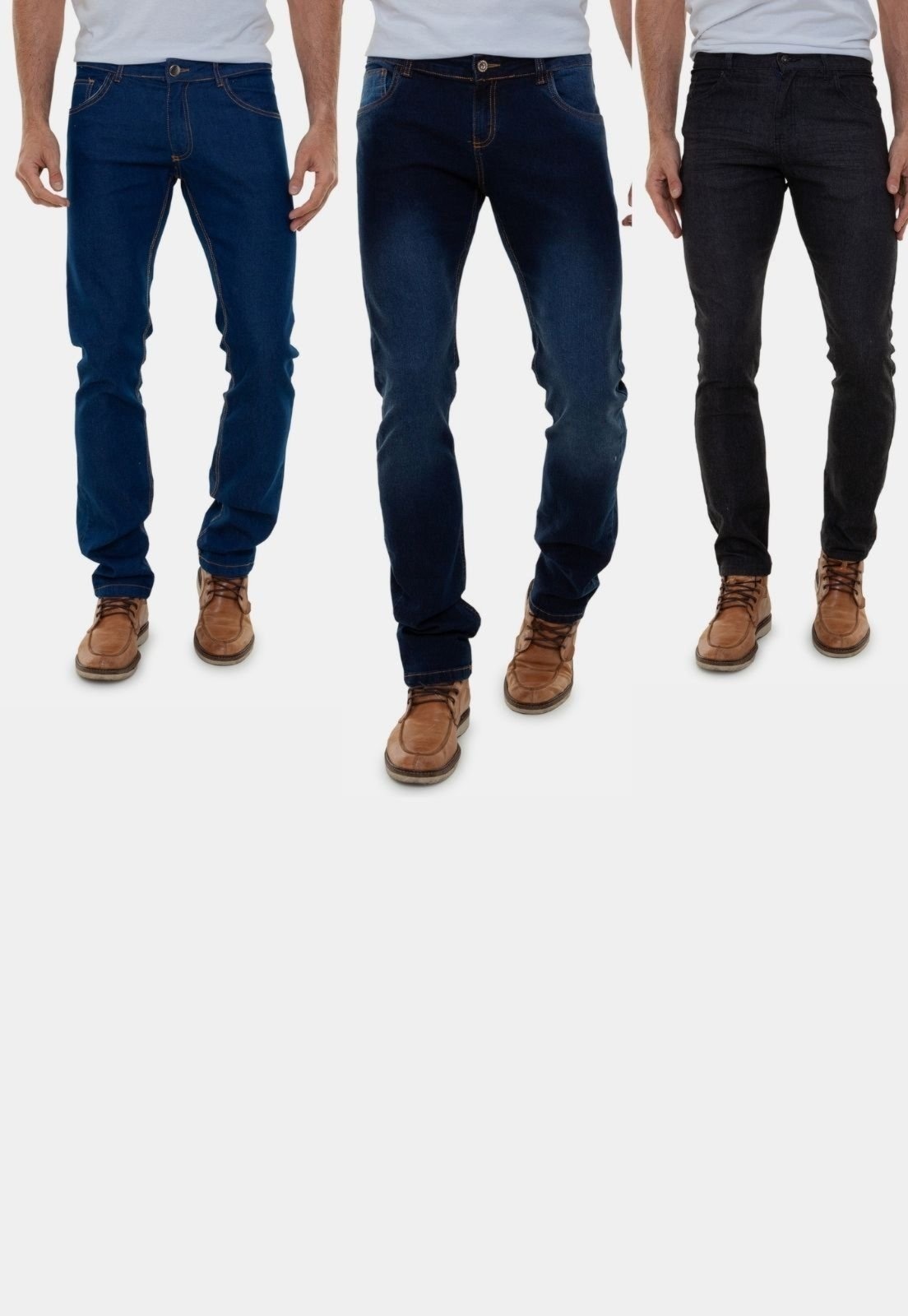 Imagem principal Kit 3 Calças Jeans Masculinas Lavagens Diferentes Premium Escura Americana Versatti Jeans azul