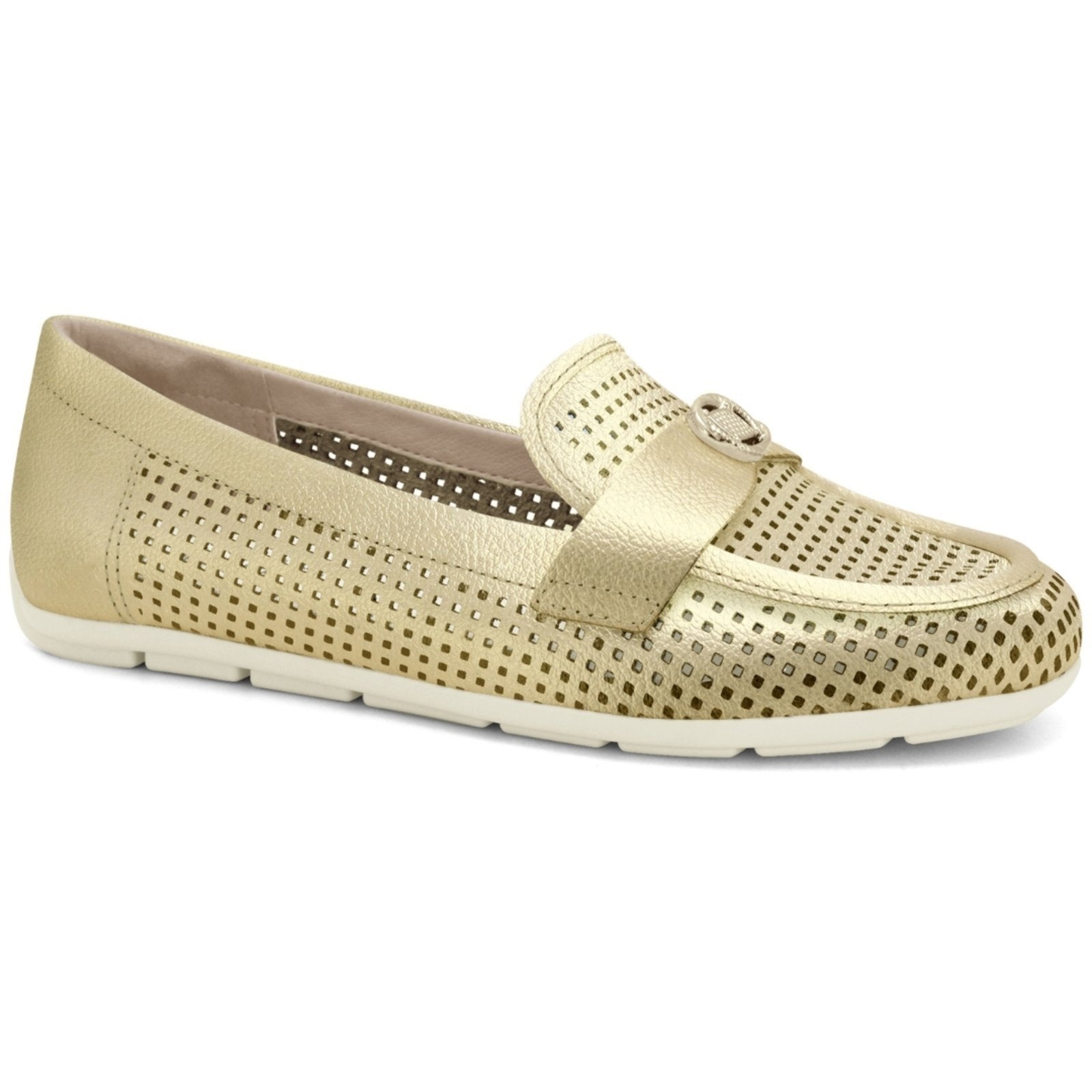 Imagem principal Mocassim Feminino Couro Ouro Vazado Comfortflex 2561332-7 Comfortflex dourado