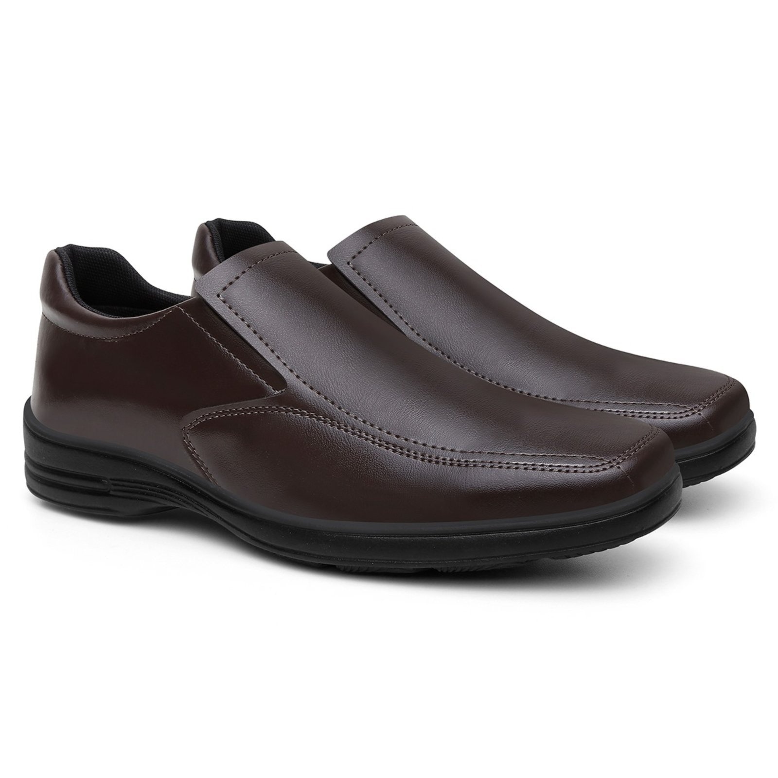 Imagem principal Sapato Masculino Conforto Anna Andrade Casual Social Slip On Bico Quadrado Anatômico Anna Andrade café