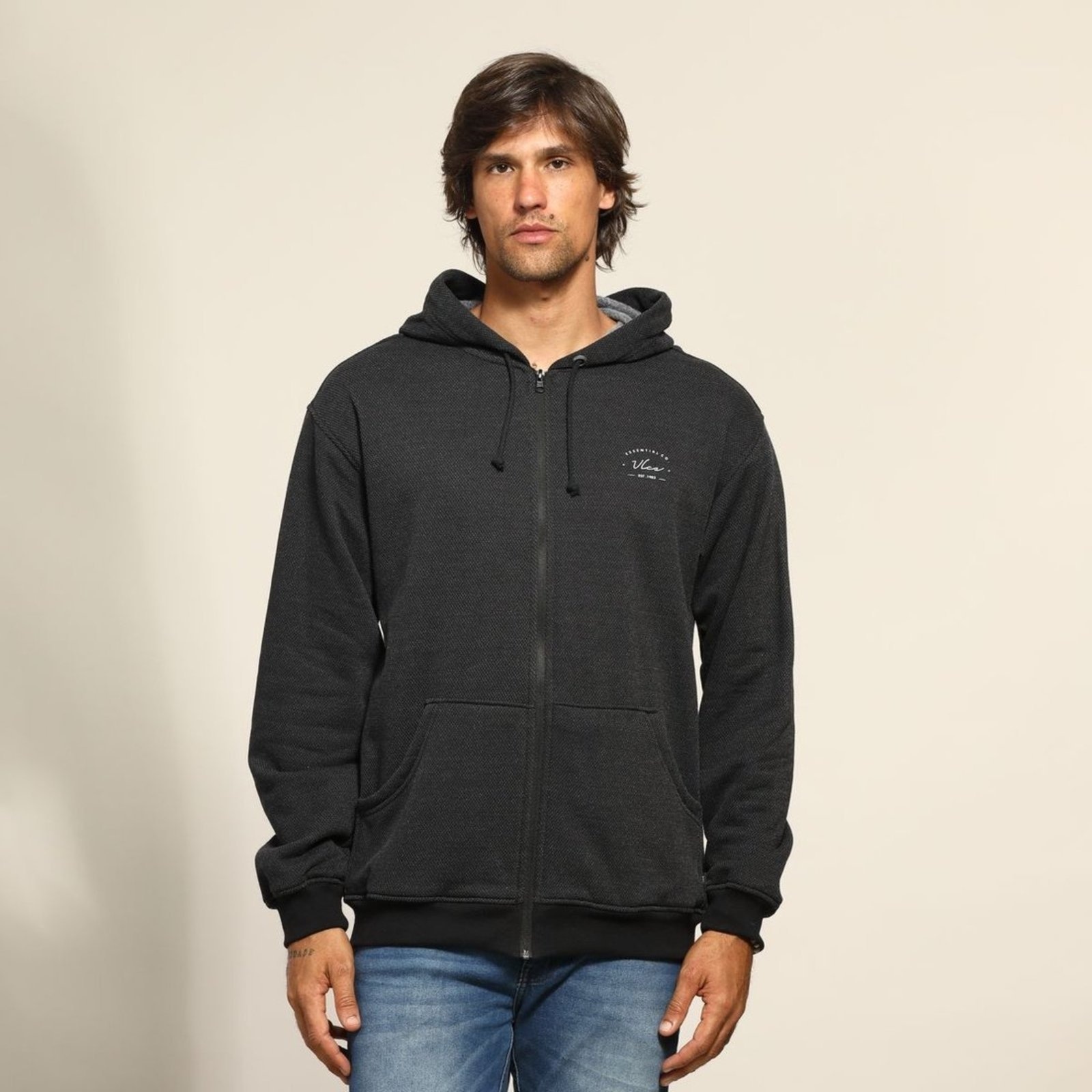 Imagem principal Blusa Moletom Aberta Essential VLCS VLCS VIOLAÇÕES preto