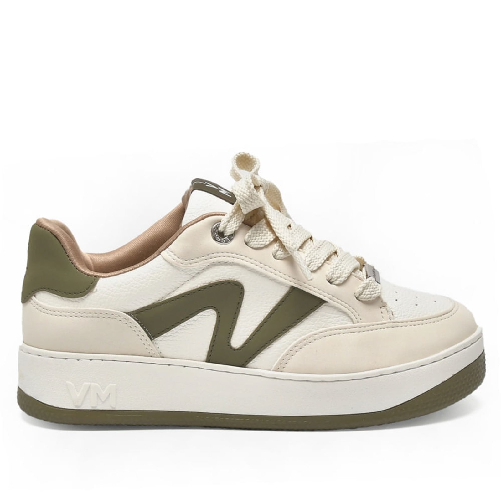 Imagem principal Tênis Feminino Via Marte Casual Bege Claro/Verde Escuro VIA MARTE bege verde
