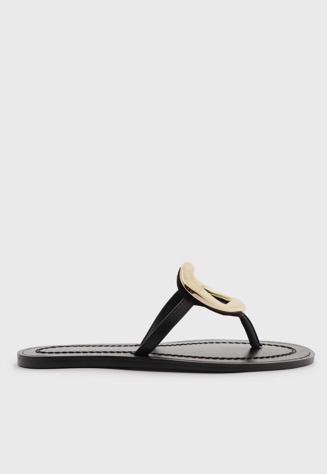 Imagem principal Rasteira Aberta Arezzo Detalhe Metálico Preta Arezzo preto